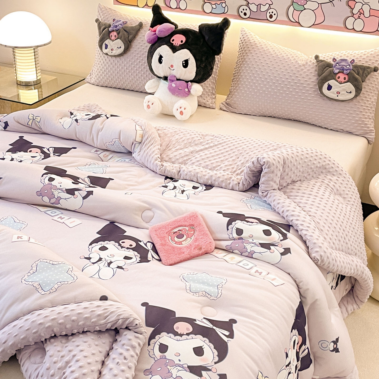 91家纺网 家纺一手货源 找家纺 花满路 2025新款儿童秋冬豆豆被 可爱库洛米