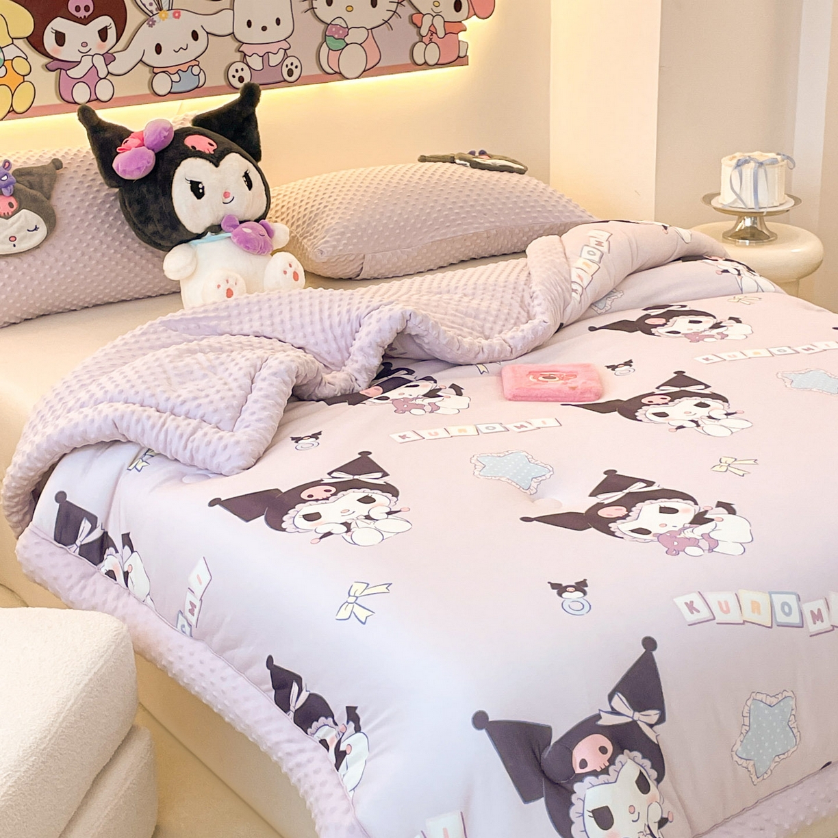 91家纺网 家纺一手货源 找家纺 花满路 2025新款儿童秋冬豆豆被 可爱库洛米