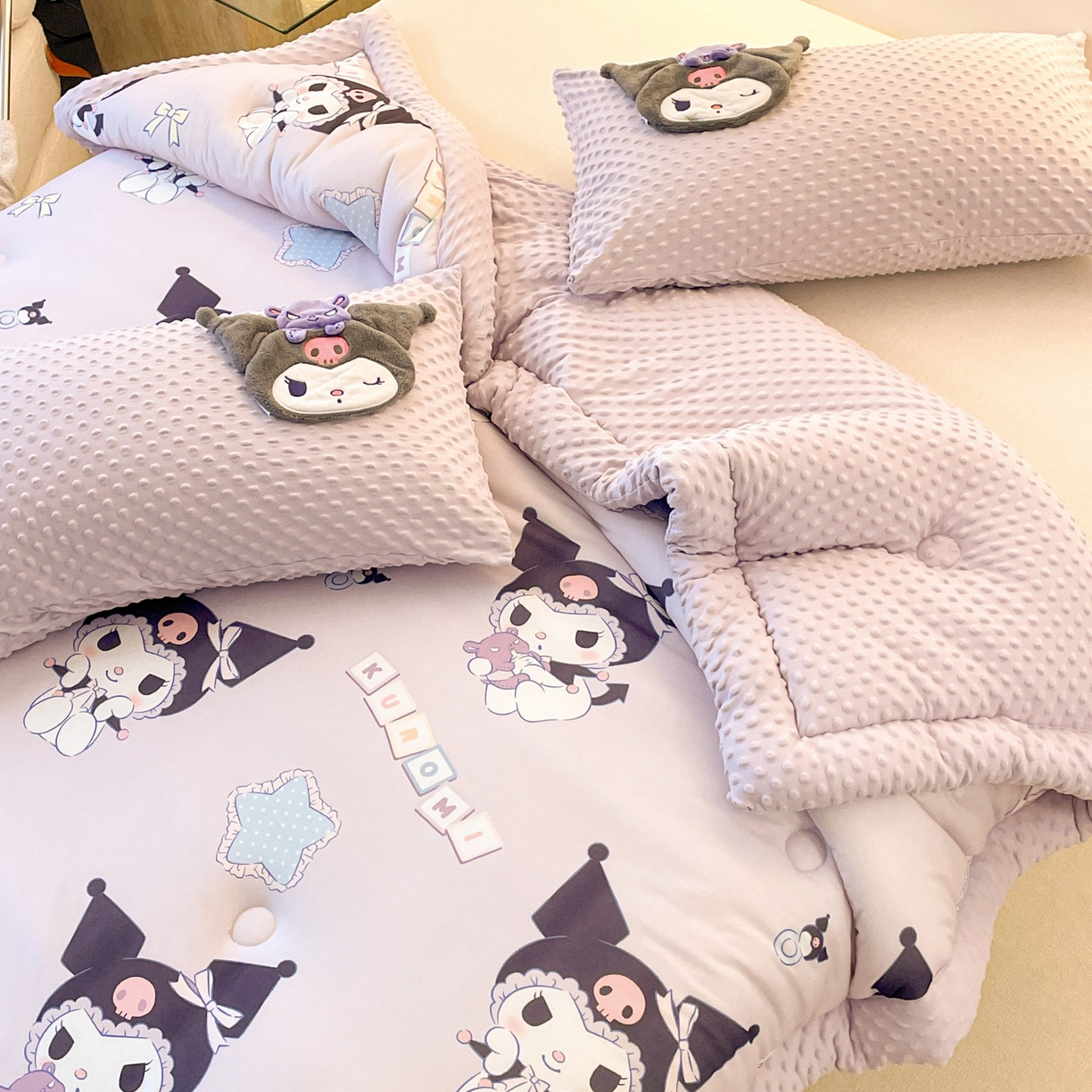 91家纺网 家纺一手货源 找家纺 花满路 2025新款儿童秋冬豆豆被 可爱库洛米