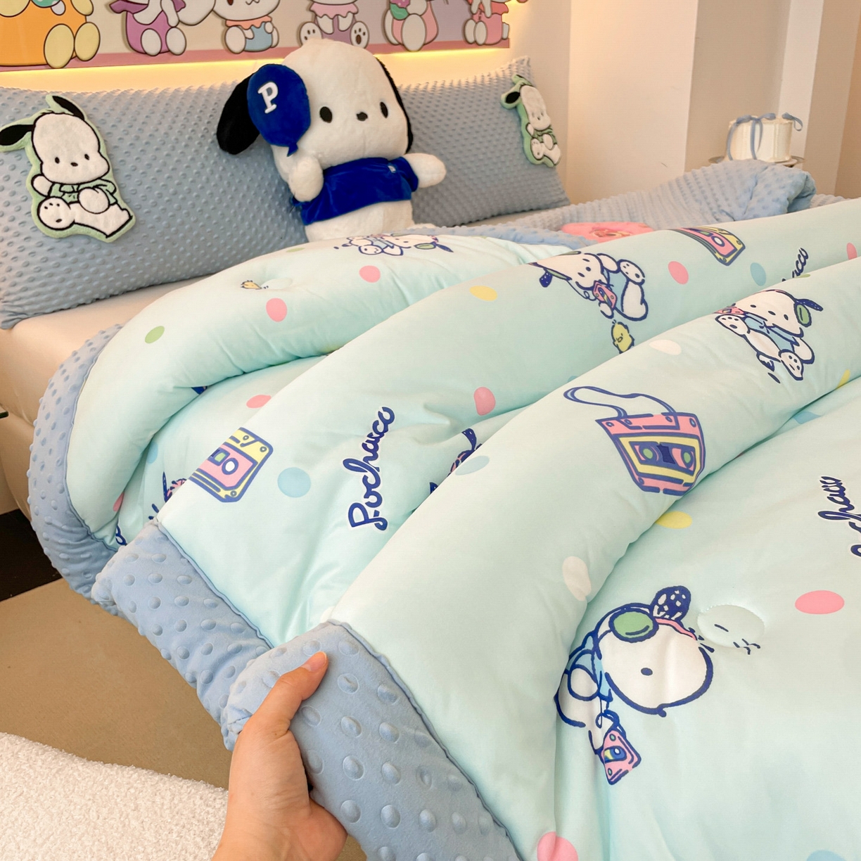 91家纺网 家纺一手货源 找家纺 花满路 2025新款儿童秋冬豆豆被 酷仔卡帕狗