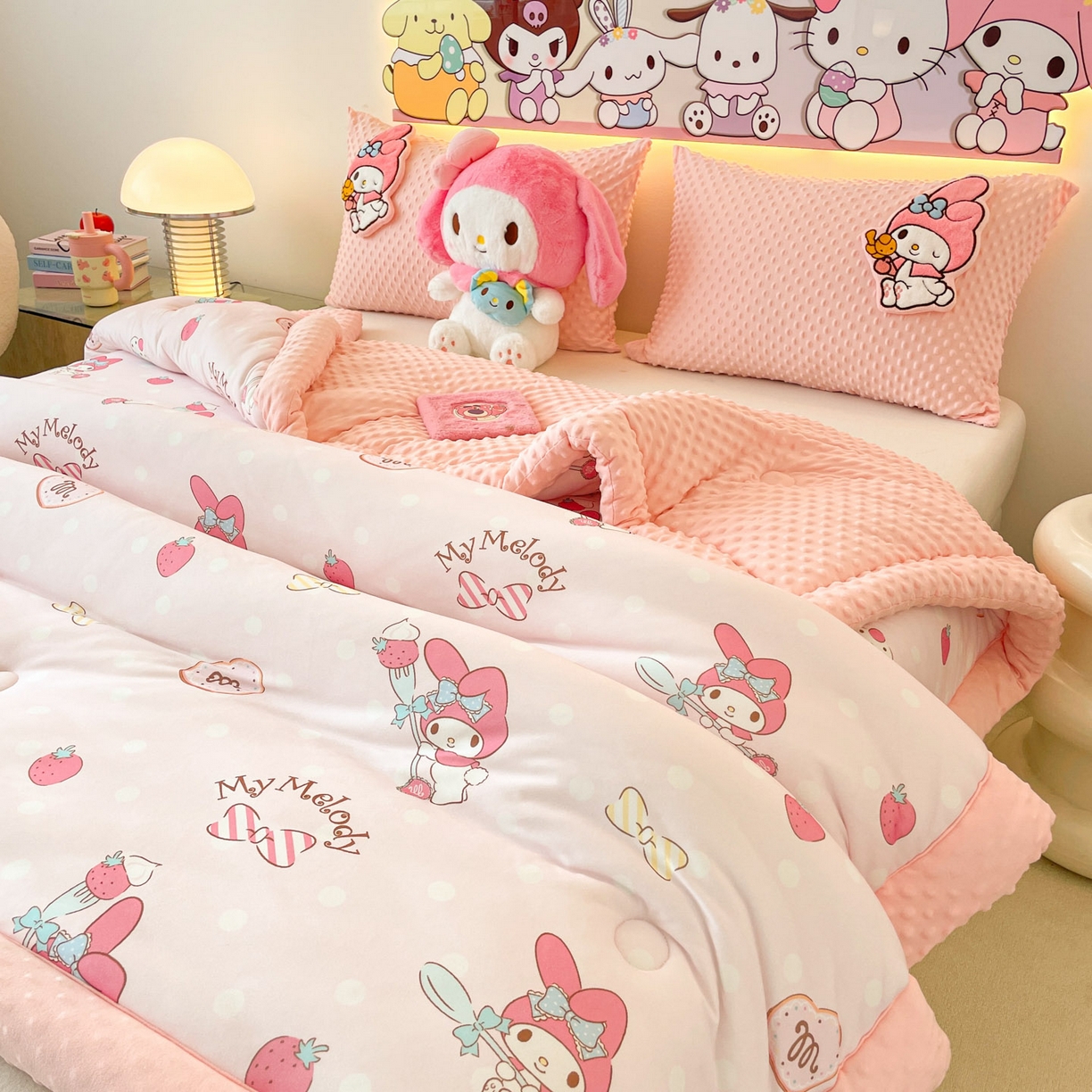 91家纺网 家纺一手货源 找家纺 花满路 2025新款儿童秋冬豆豆被 莓莓美乐蒂