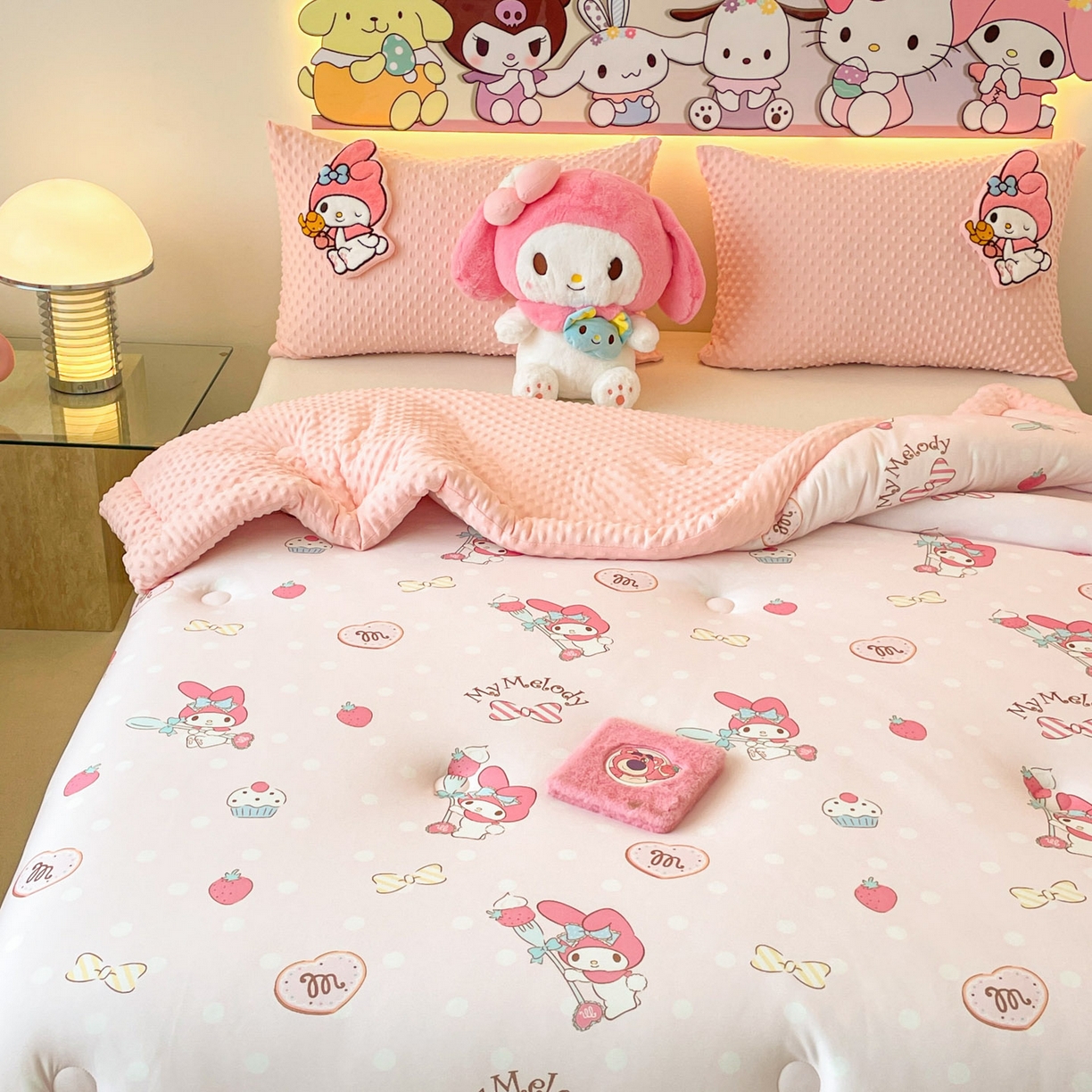 91家纺网 家纺一手货源 找家纺 花满路 2025新款儿童秋冬豆豆被 莓莓美乐蒂