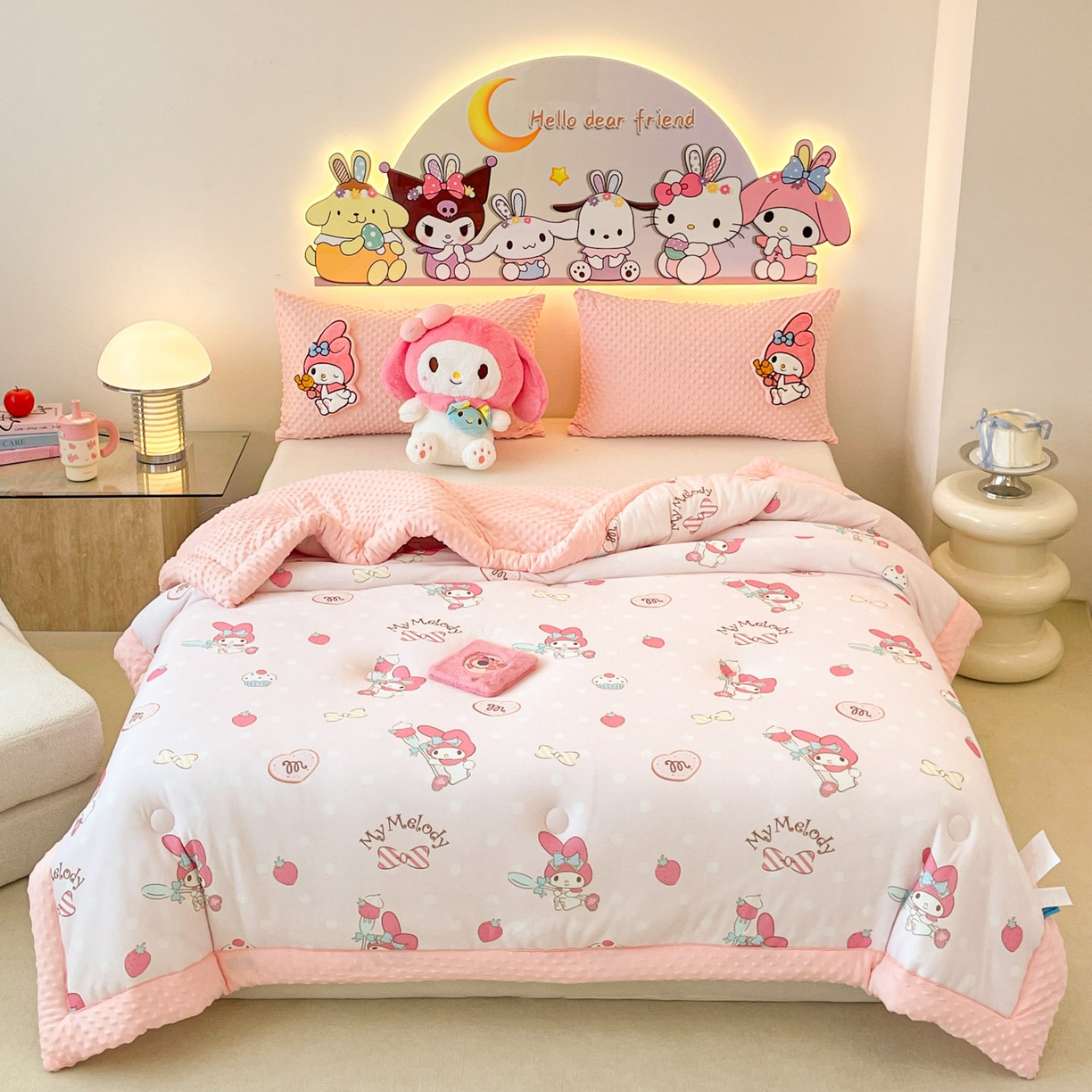 91家纺网 家纺一手货源 找家纺 花满路 2025新款儿童秋冬豆豆被 莓莓美乐蒂