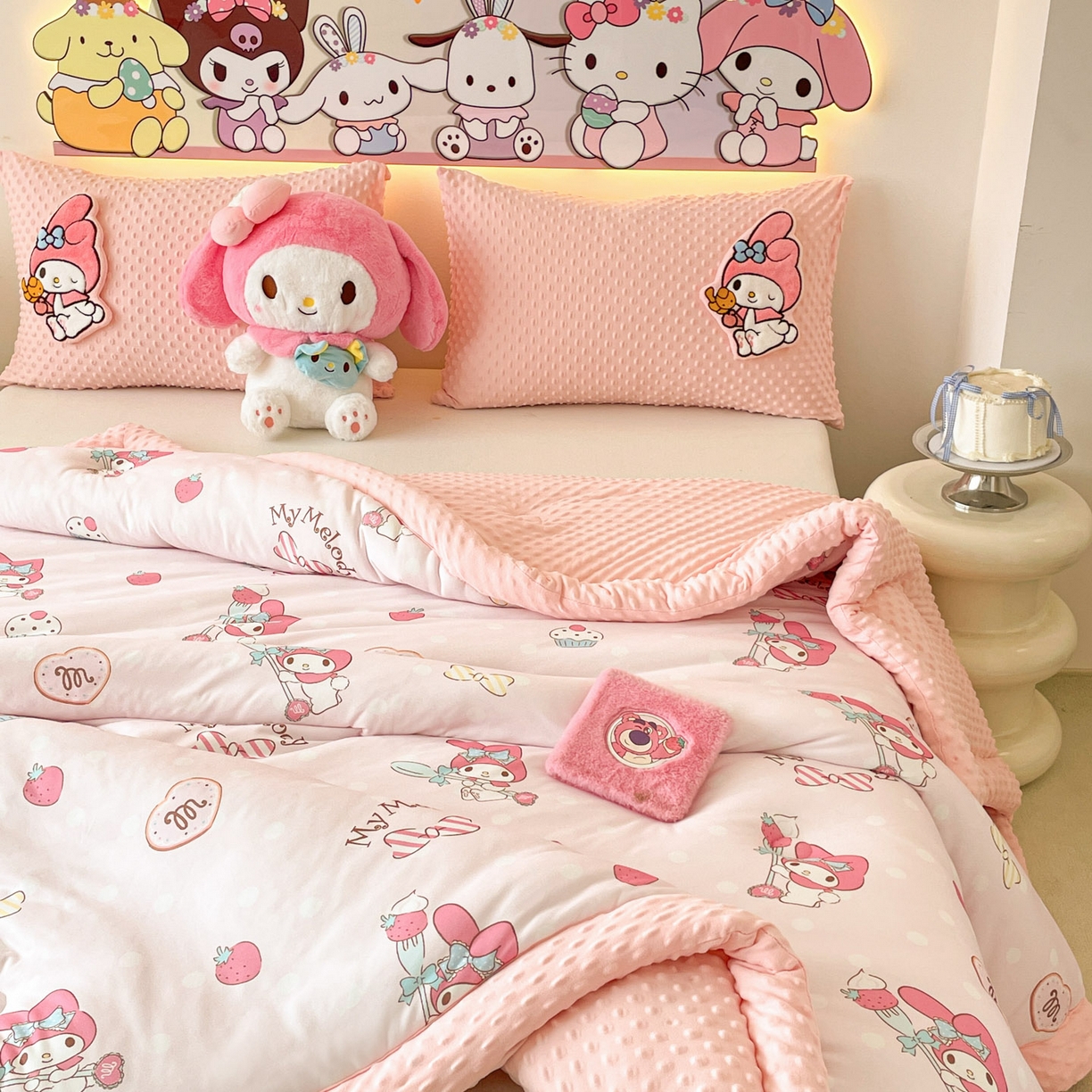 91家纺网 家纺一手货源 找家纺 花满路 2025新款儿童秋冬豆豆被 莓莓美乐蒂