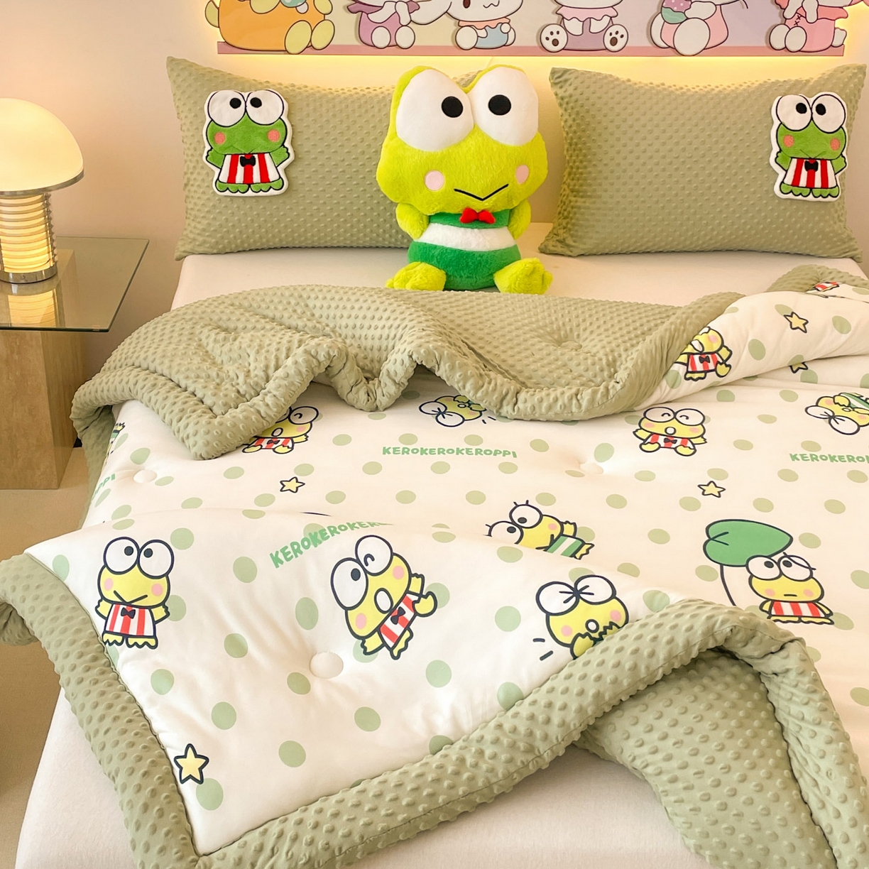 91家纺网 家纺一手货源 找家纺 花满路 2025新款儿童秋冬豆豆被 泡泡大眼蛙