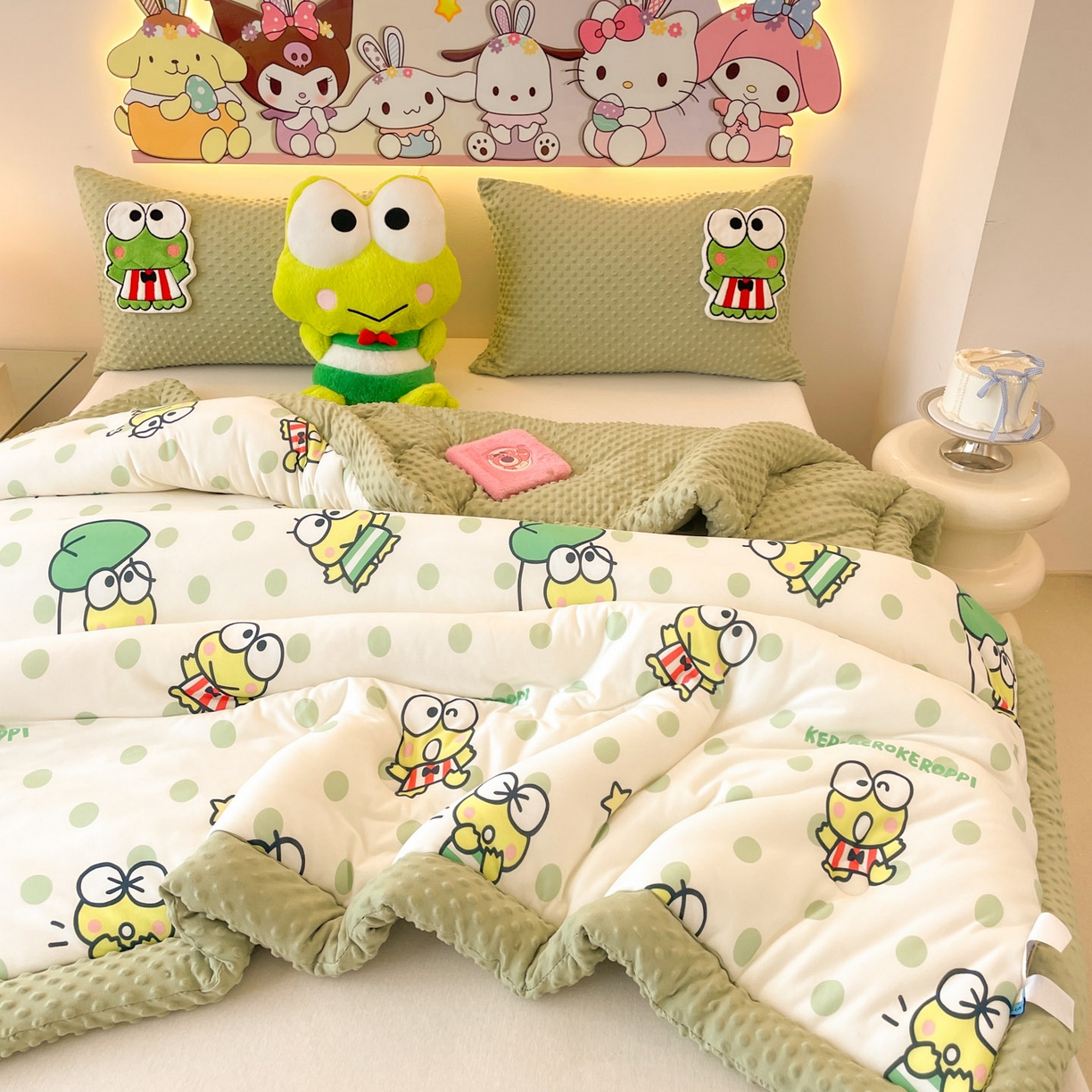 91家纺网 家纺一手货源 找家纺 花满路 2025新款儿童秋冬豆豆被 泡泡大眼蛙