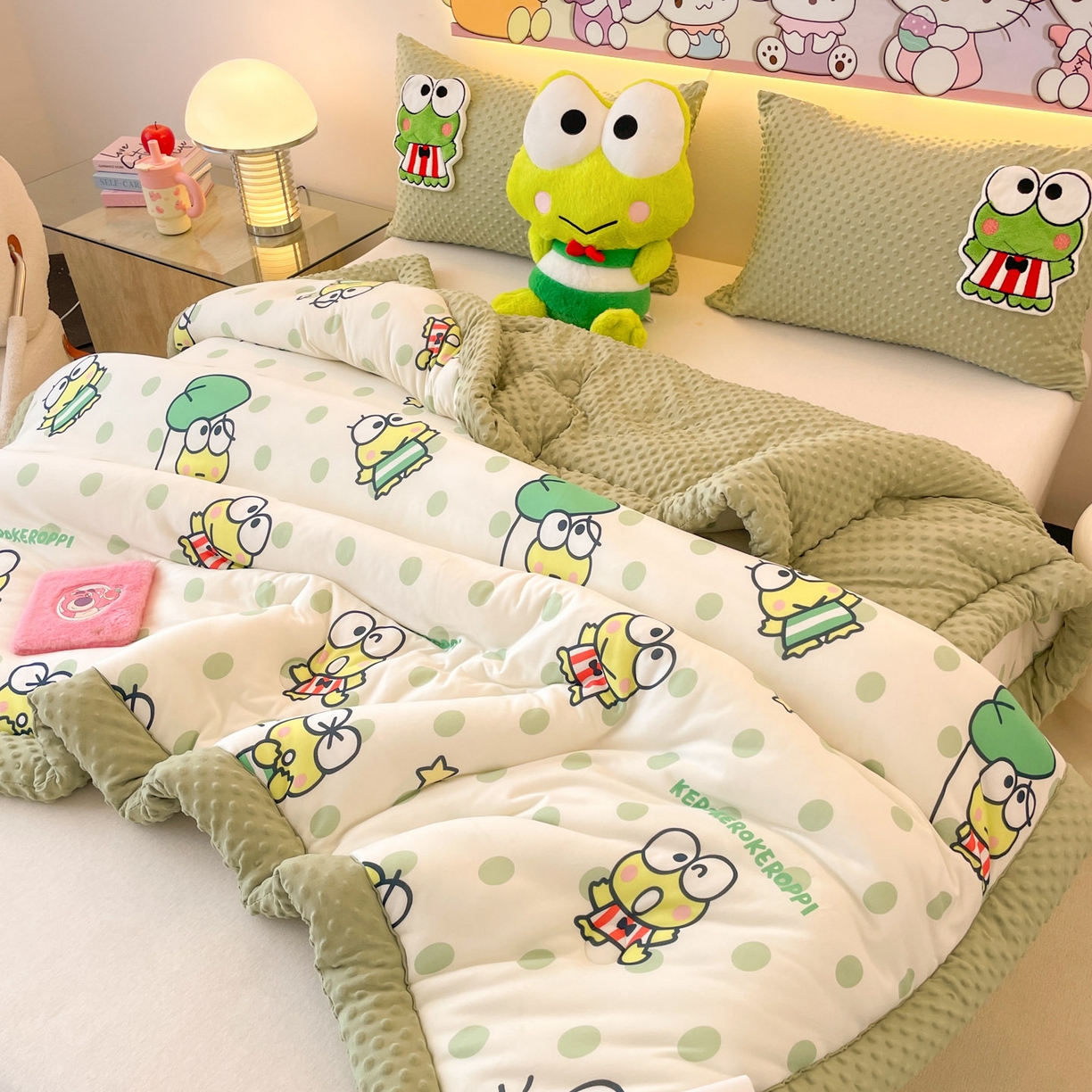 91家纺网 家纺一手货源 找家纺 花满路 2025新款儿童秋冬豆豆被 泡泡大眼蛙