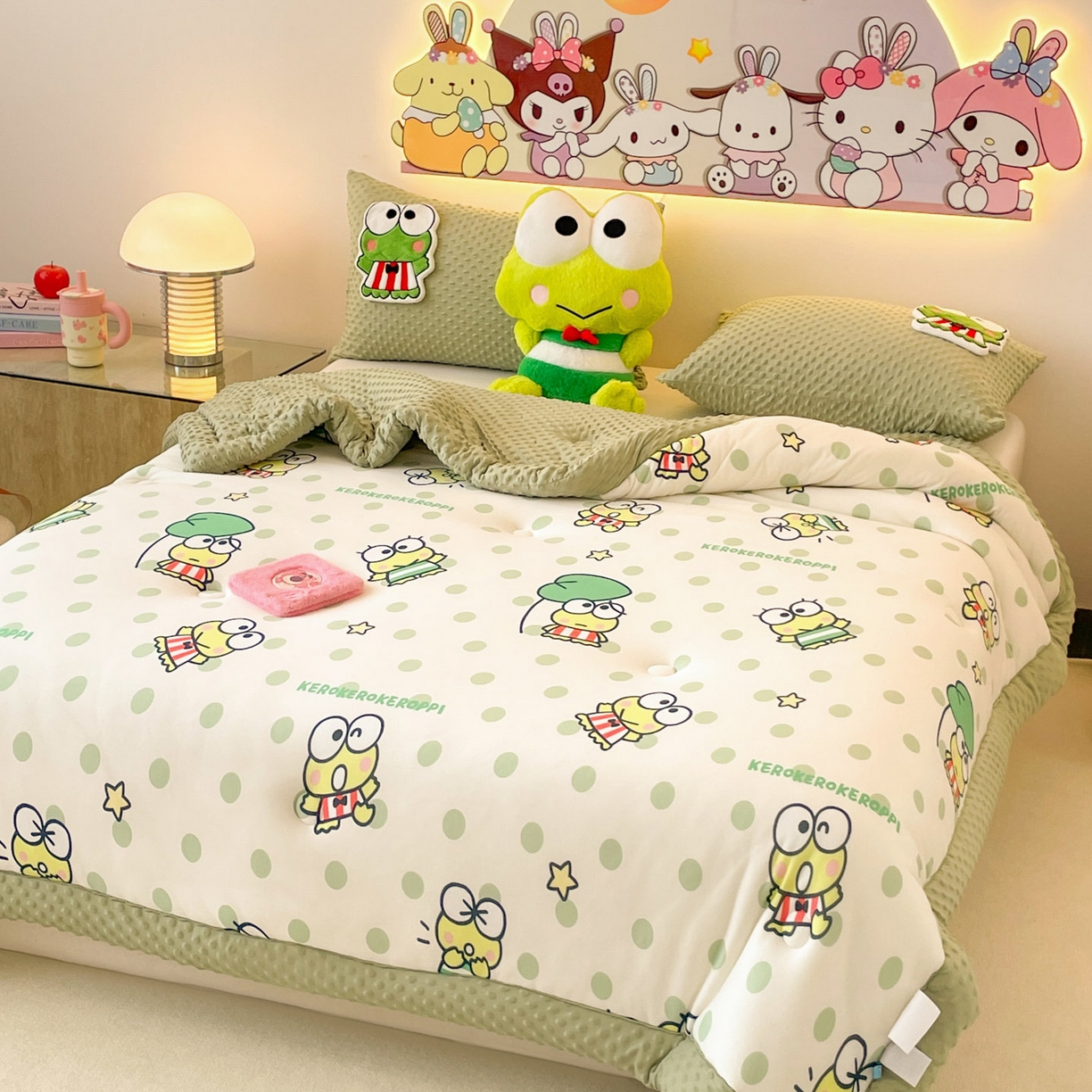 91家纺网 家纺一手货源 找家纺 花满路 2025新款儿童秋冬豆豆被 泡泡大眼蛙