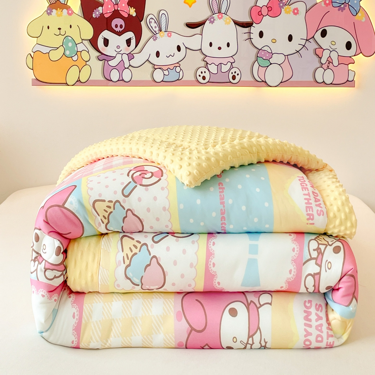 花满路 2025新款儿童秋冬豆豆被 甜筒美乐蒂