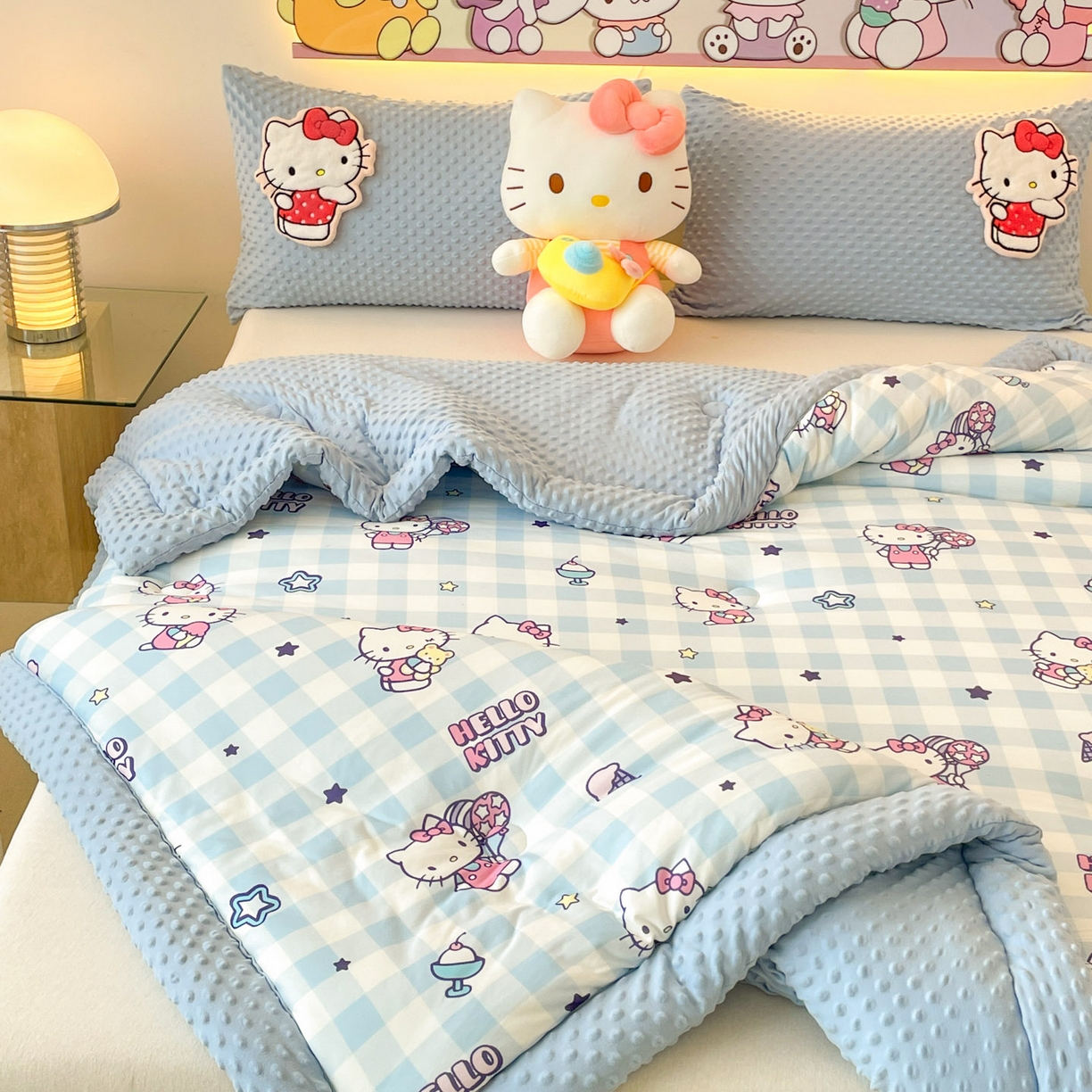 91家纺网 家纺一手货源 找家纺 花满路 2025新款儿童秋冬豆豆被 甜心KT