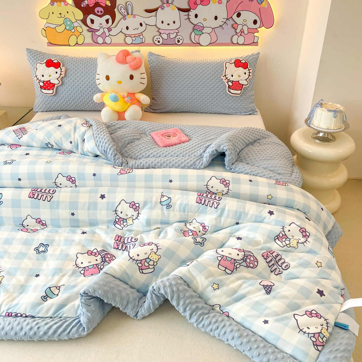 91家纺网 家纺一手货源 找家纺 花满路 2025新款儿童秋冬豆豆被 甜心KT