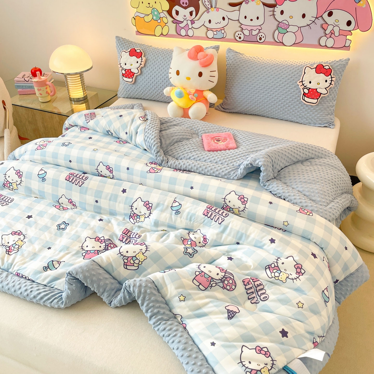 91家纺网 家纺一手货源 找家纺 花满路 2025新款儿童秋冬豆豆被 甜心KT