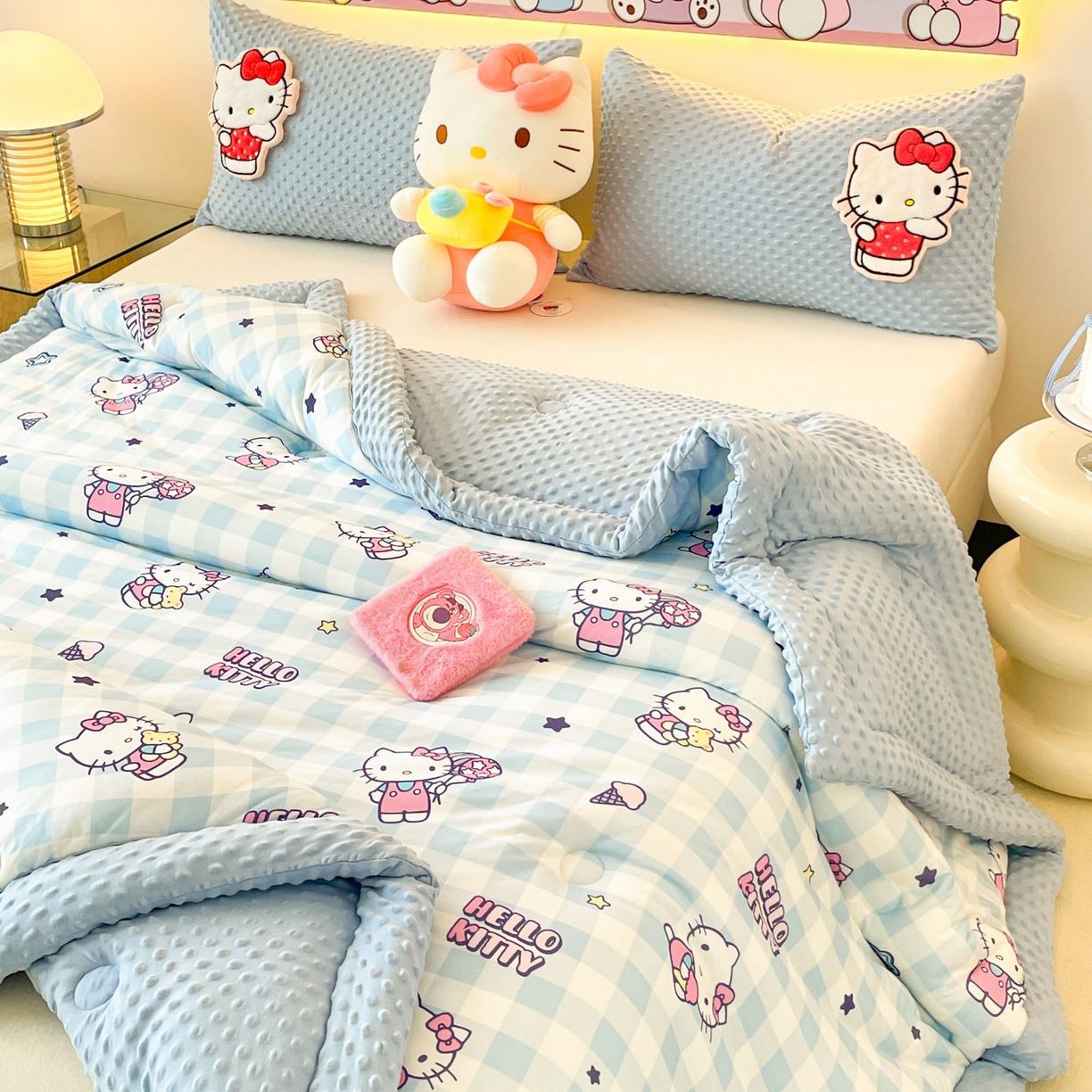 91家纺网 家纺一手货源 找家纺 花满路 2025新款儿童秋冬豆豆被 甜心KT