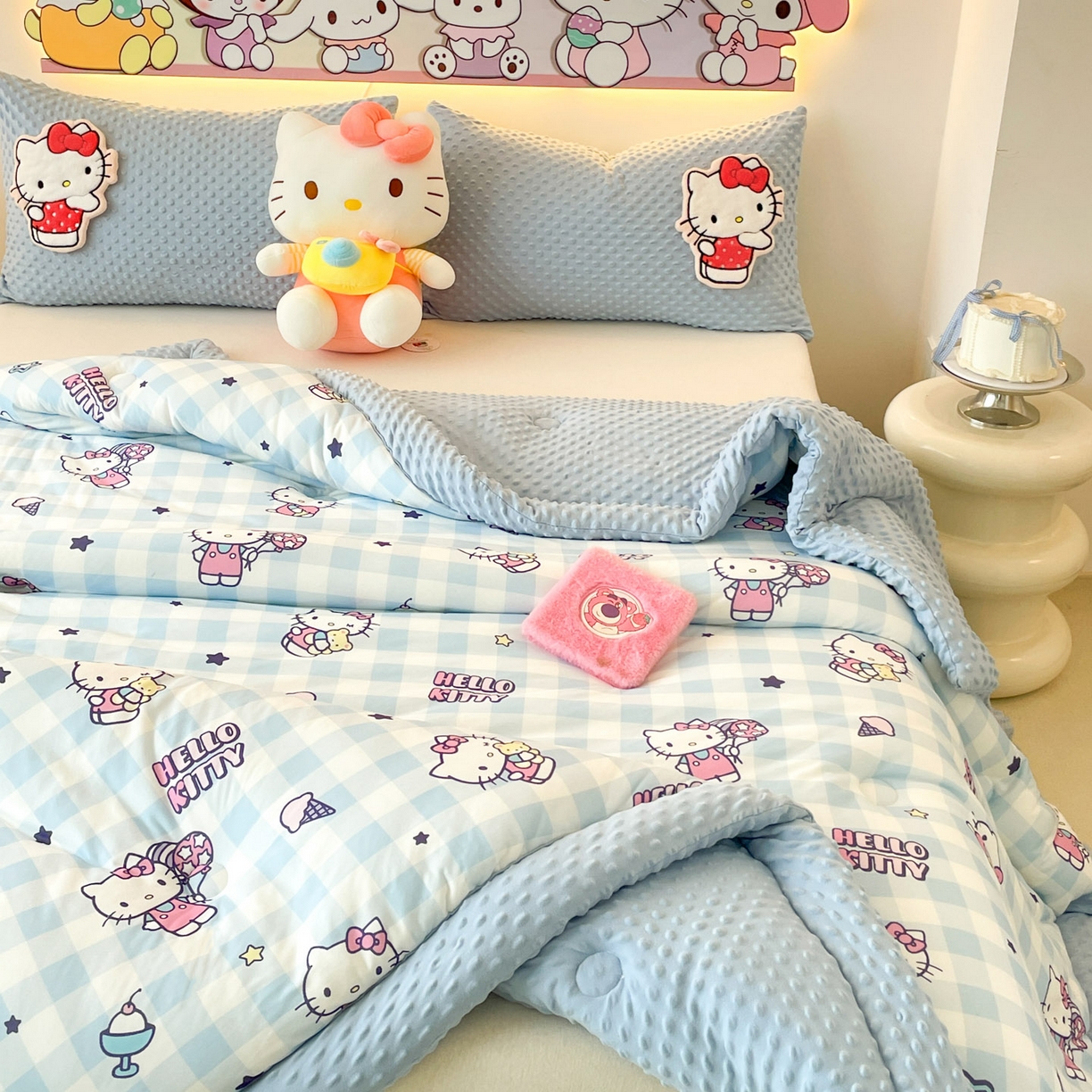 91家纺网 家纺一手货源 找家纺 花满路 2025新款儿童秋冬豆豆被 甜心KT