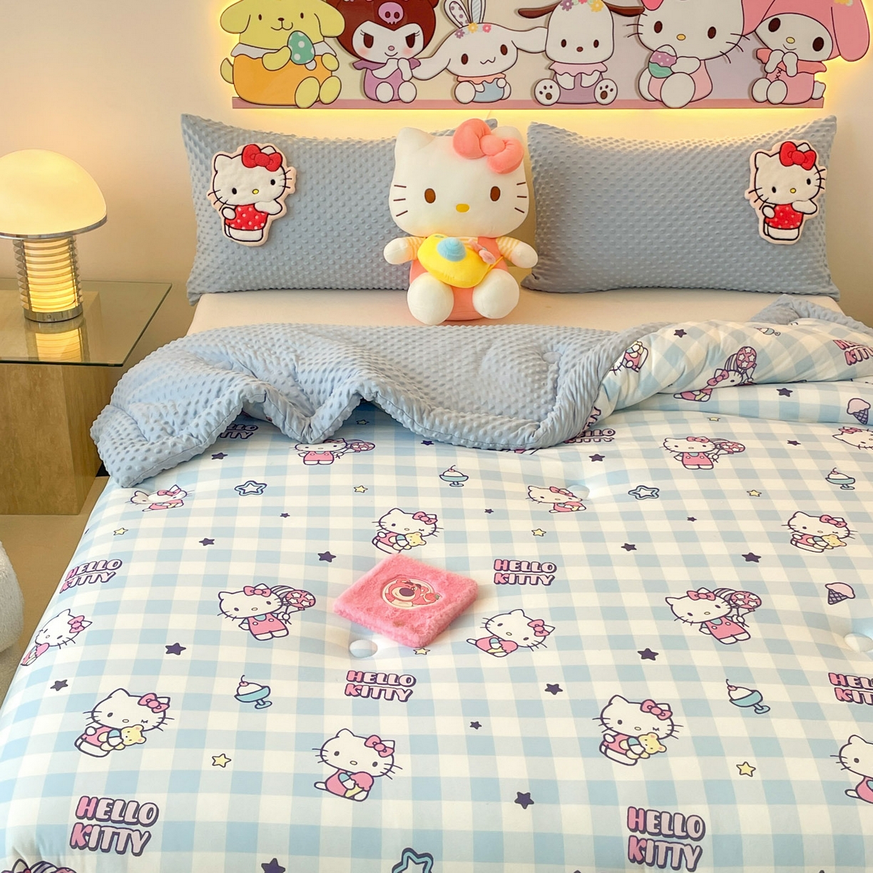 91家纺网 家纺一手货源 找家纺 花满路 2025新款儿童秋冬豆豆被 甜心KT