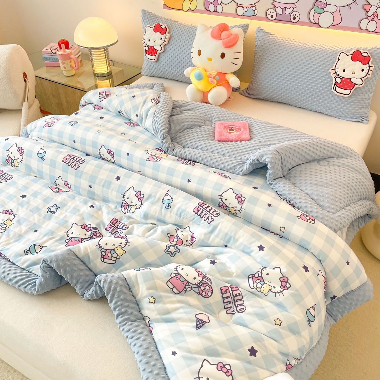 91家纺网 家纺一手货源 找家纺 花满路 2025新款儿童秋冬豆豆被 甜心KT