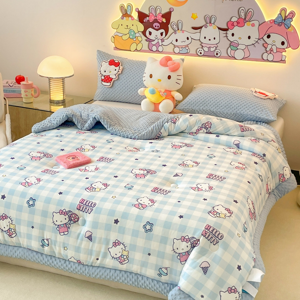 91家纺网 家纺一手货源 找家纺 花满路 2025新款儿童秋冬豆豆被 甜心KT