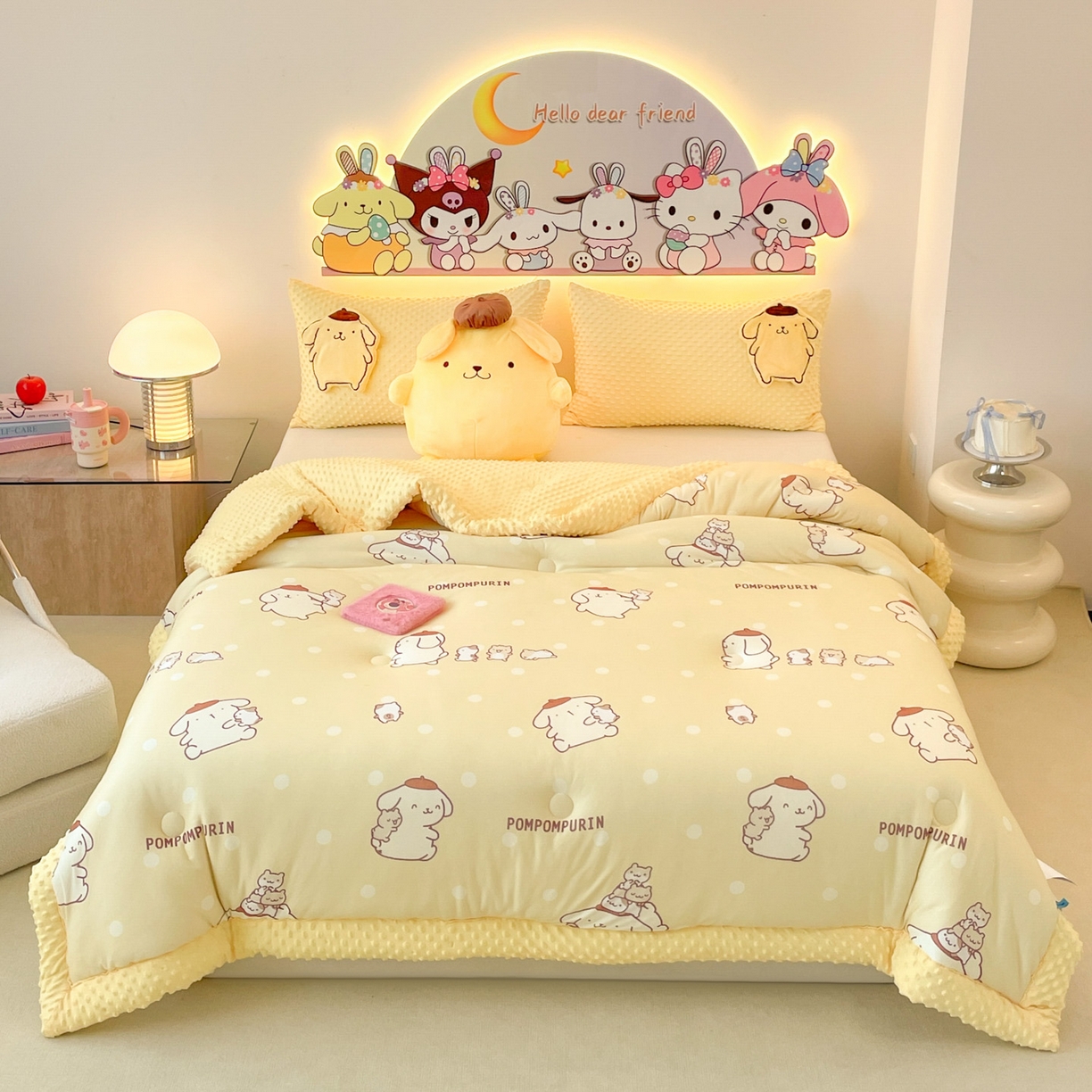 91家纺网 家纺一手货源 找家纺 花满路 2025新款儿童秋冬豆豆被 温暖布丁狗