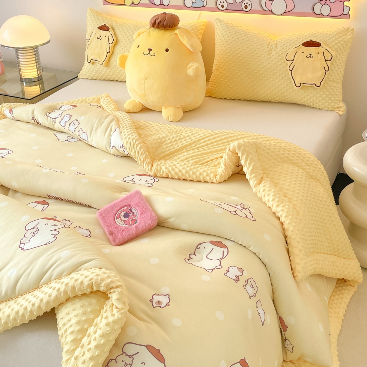 91家纺网 家纺一手货源 找家纺 花满路 2025新款儿童秋冬豆豆被 温暖布丁狗