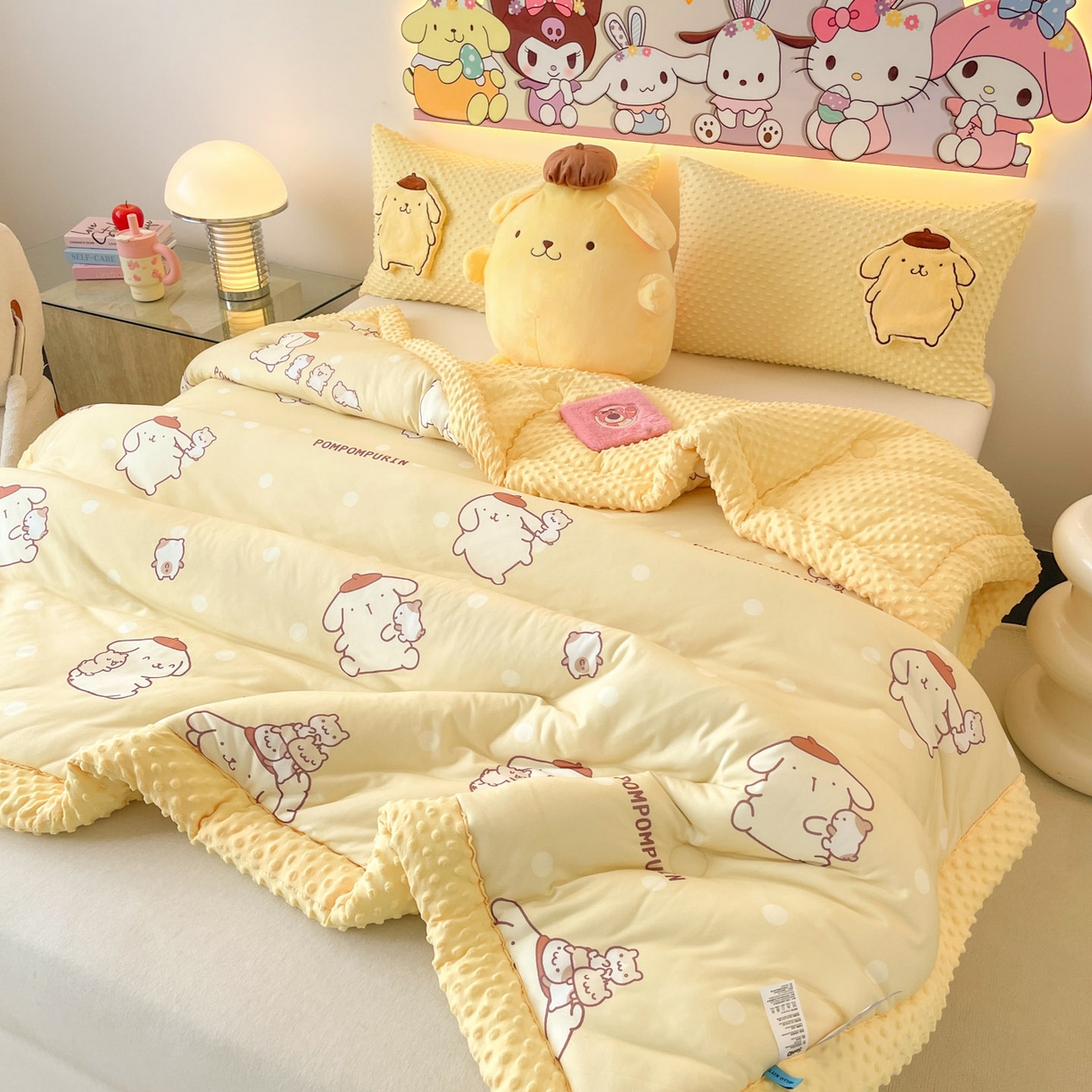 91家纺网 家纺一手货源 找家纺 花满路 2025新款儿童秋冬豆豆被 温暖布丁狗