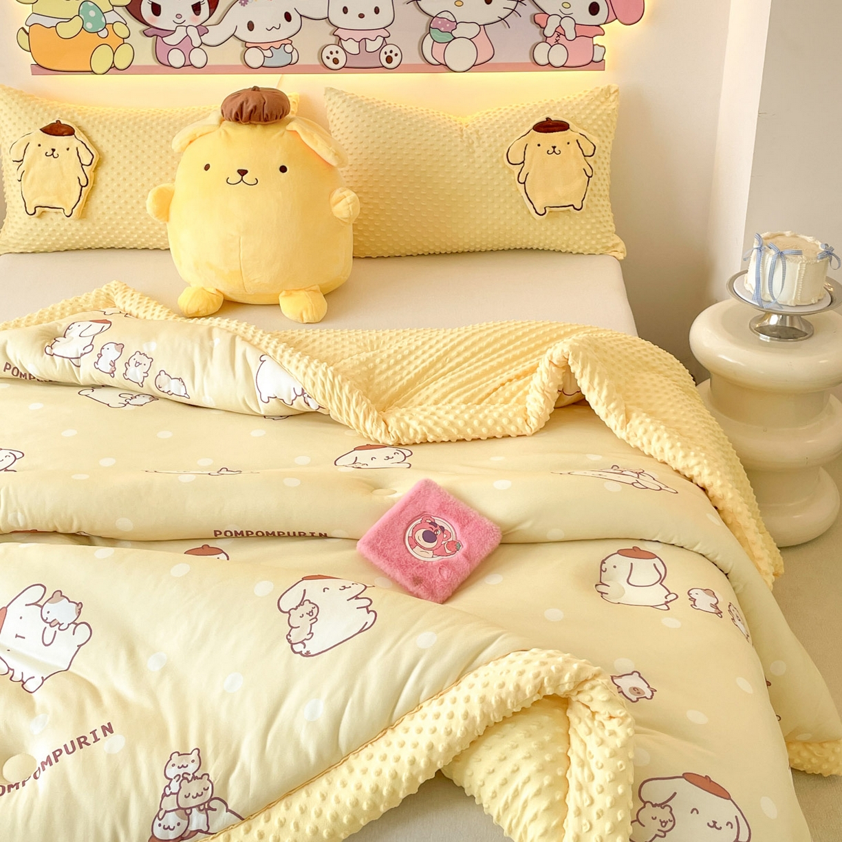 91家纺网 家纺一手货源 找家纺 花满路 2025新款儿童秋冬豆豆被 温暖布丁狗