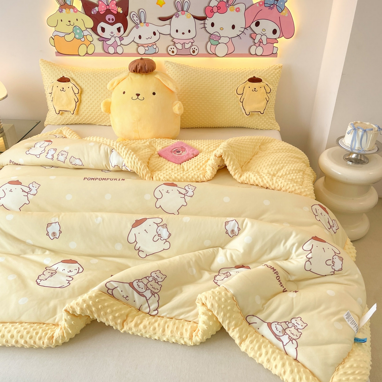 91家纺网 家纺一手货源 找家纺 花满路 2025新款儿童秋冬豆豆被 温暖布丁狗