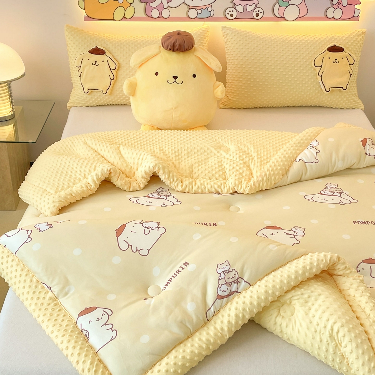 91家纺网 家纺一手货源 找家纺 花满路 2025新款儿童秋冬豆豆被 温暖布丁狗