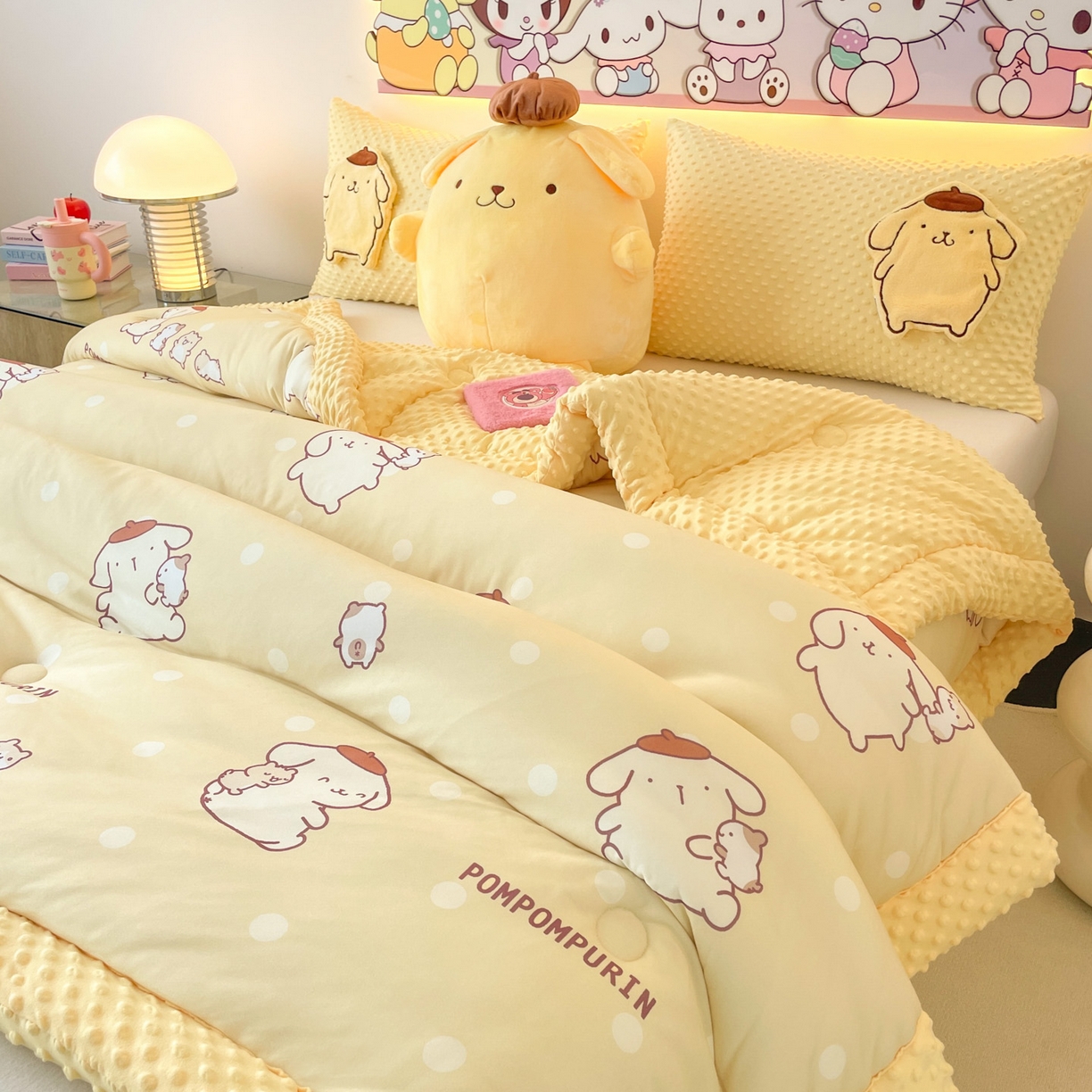 91家纺网 家纺一手货源 找家纺 花满路 2025新款儿童秋冬豆豆被 温暖布丁狗