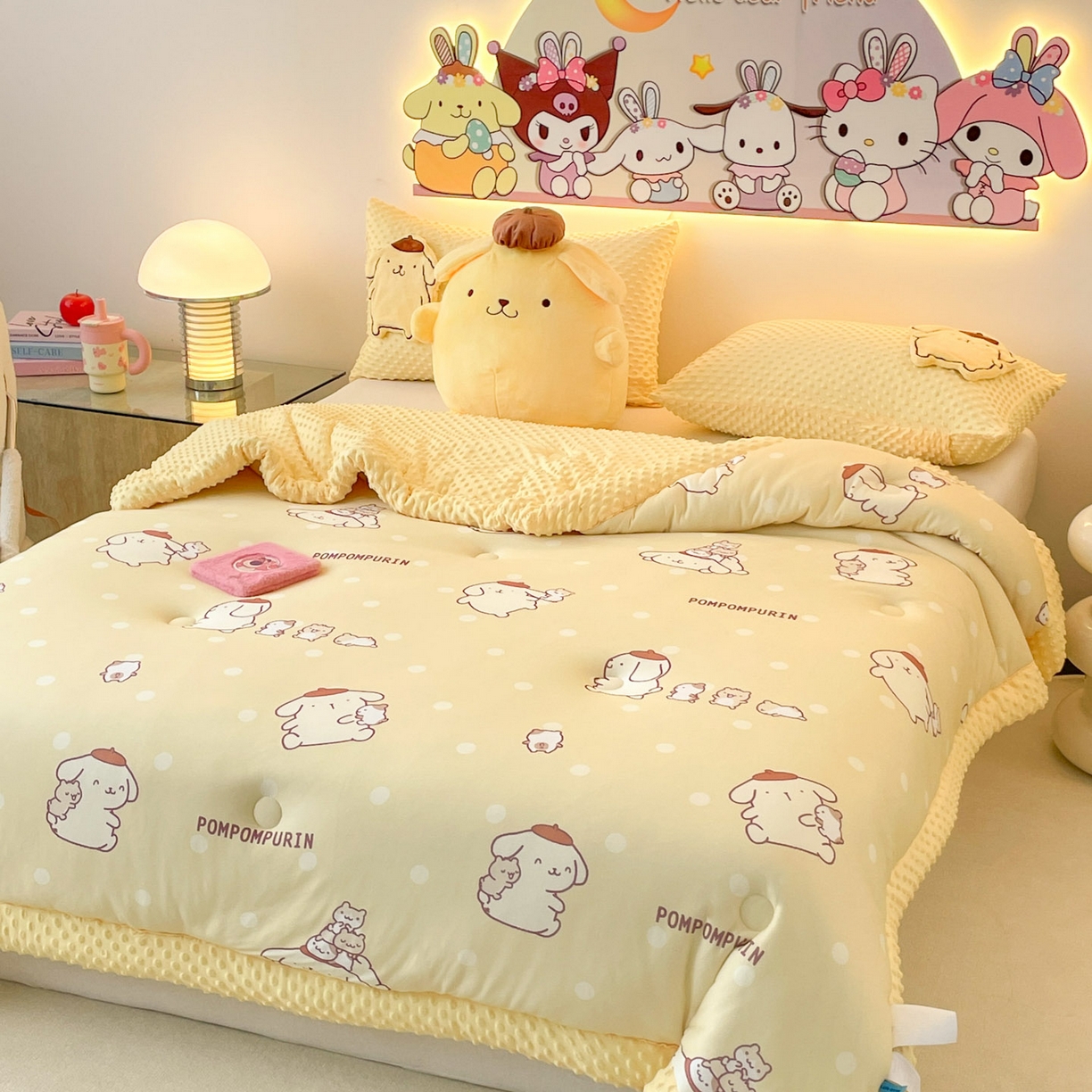 91家纺网 家纺一手货源 找家纺 花满路 2025新款儿童秋冬豆豆被 温暖布丁狗