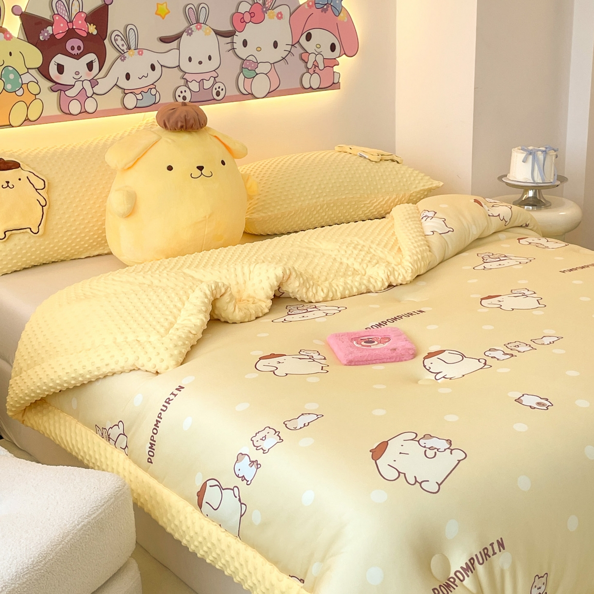 91家纺网 家纺一手货源 找家纺 花满路 2025新款儿童秋冬豆豆被 温暖布丁狗