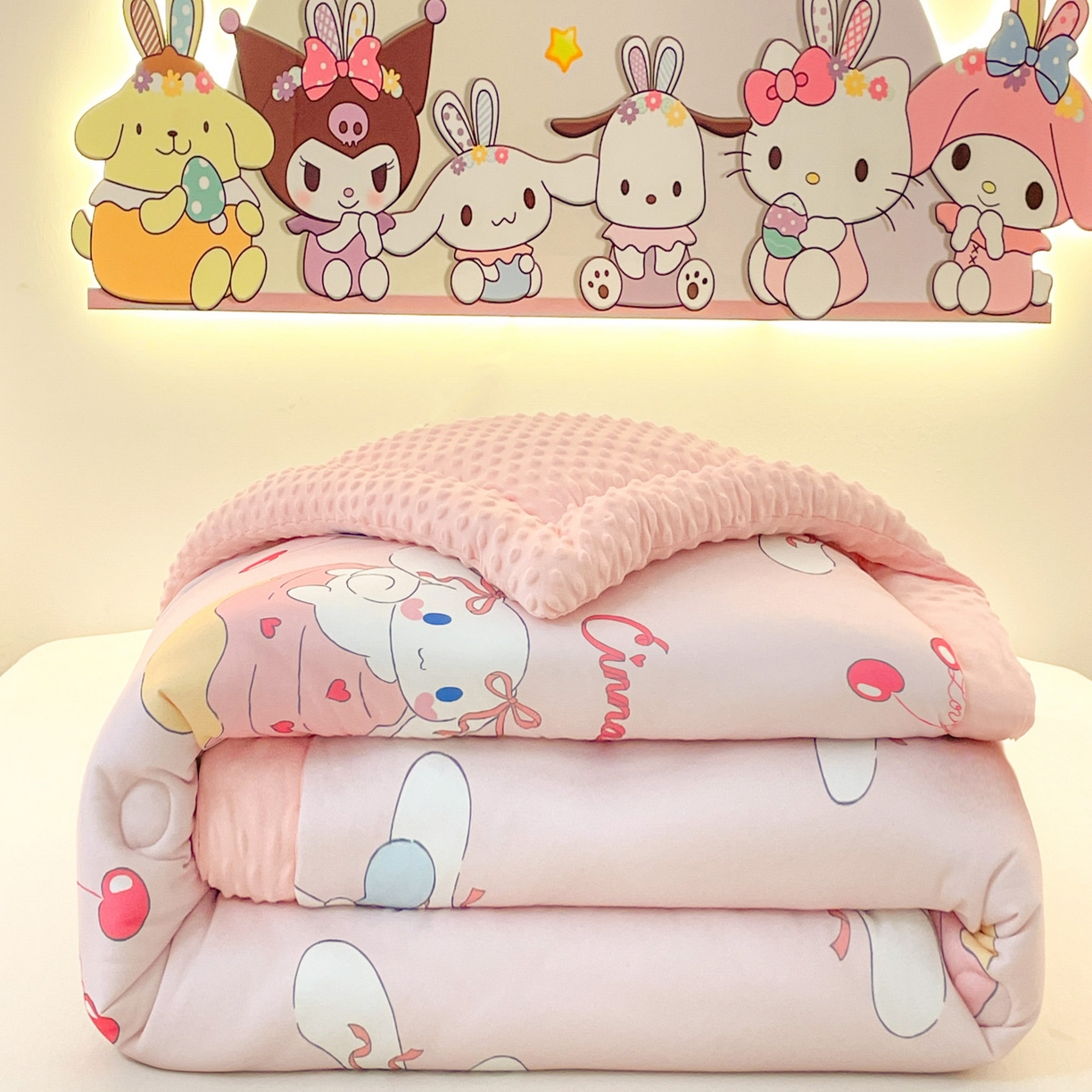 花满路 2025新款儿童秋冬豆豆被 樱桃大耳狗