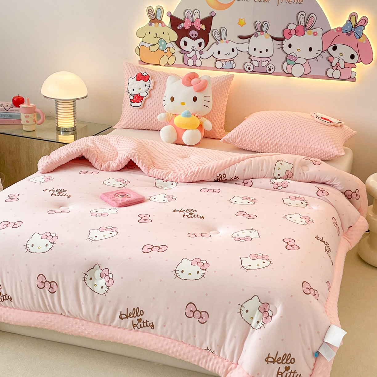 91家纺网 家纺一手货源 找家纺 花满路 2025新款儿童秋冬豆豆被 kitty公主