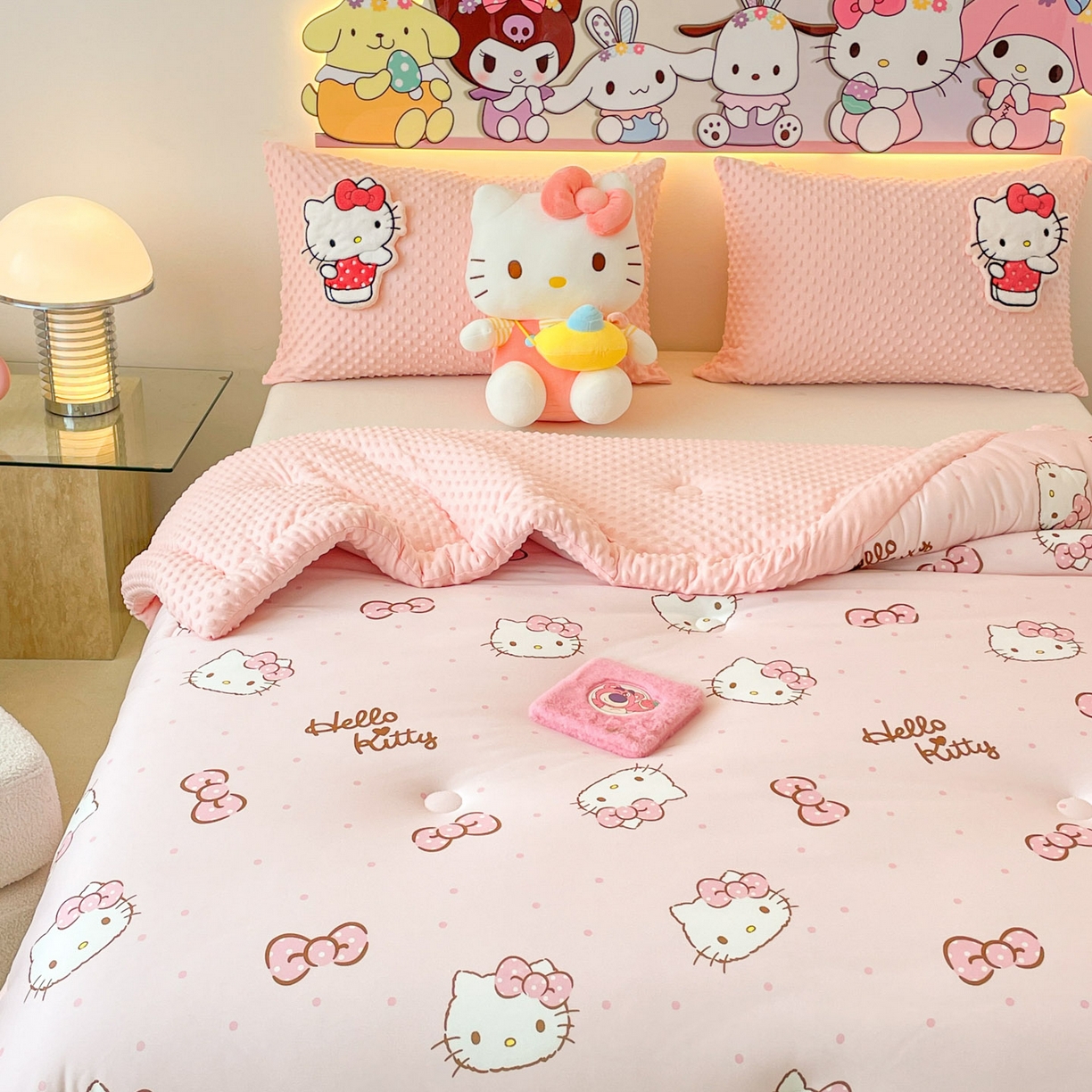 91家纺网 家纺一手货源 找家纺 花满路 2025新款儿童秋冬豆豆被 kitty公主