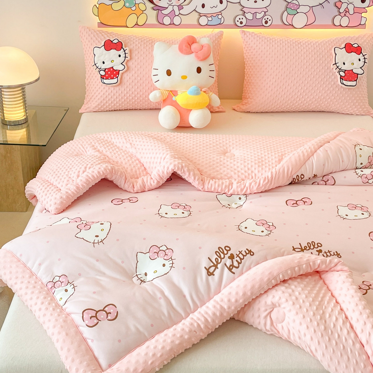 91家纺网 家纺一手货源 找家纺 花满路 2025新款儿童秋冬豆豆被 kitty公主