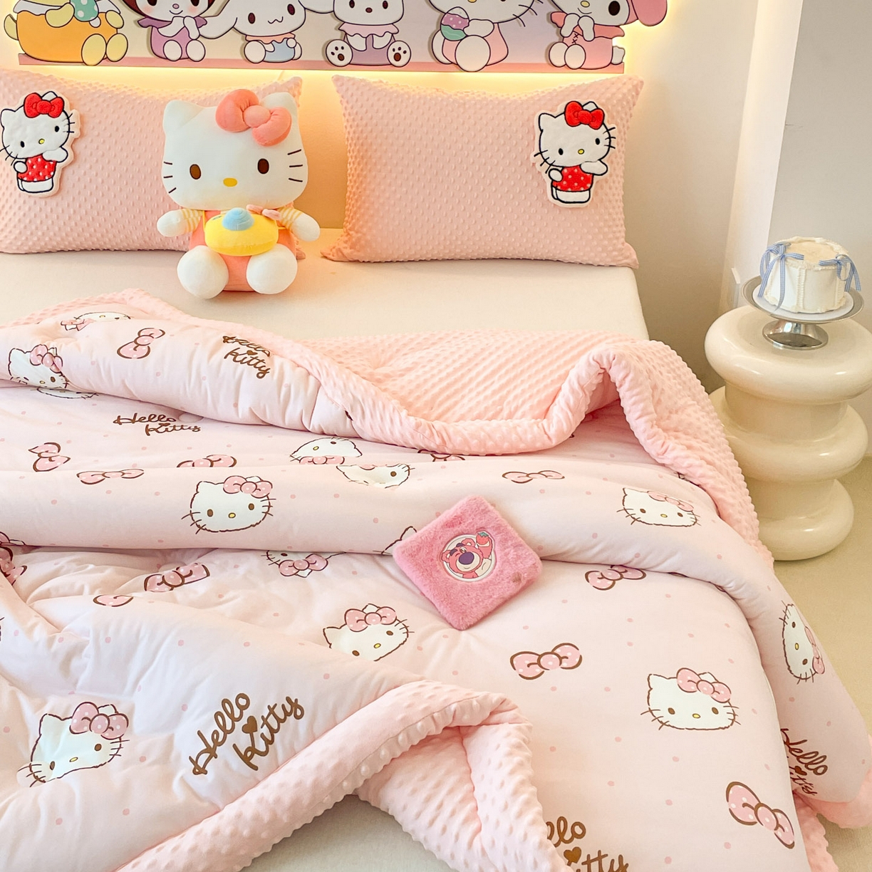 91家纺网 家纺一手货源 找家纺 花满路 2025新款儿童秋冬豆豆被 kitty公主