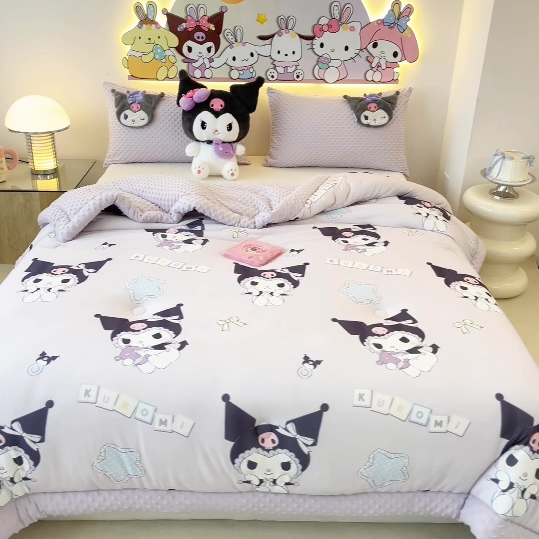 91家纺网 家纺一手货源 找家纺 花满路 2025新款儿童秋冬豆豆被 可爱库洛米