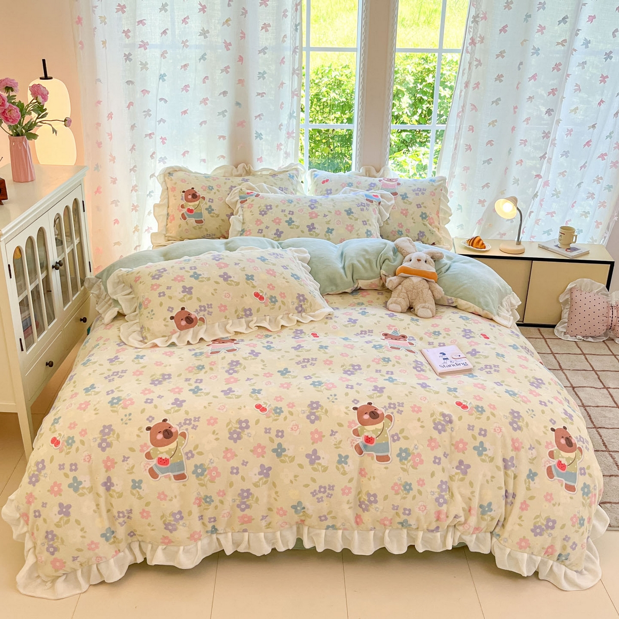 91家纺网 家纺一手货源 找家纺 （总）慕澄家居 2025新款花边款牛奶绒印花四件套