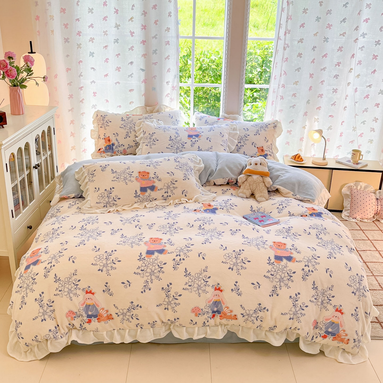 91家纺网 家纺一手货源 找家纺 （总）慕澄家居 2025新款花边款牛奶绒印花四件套