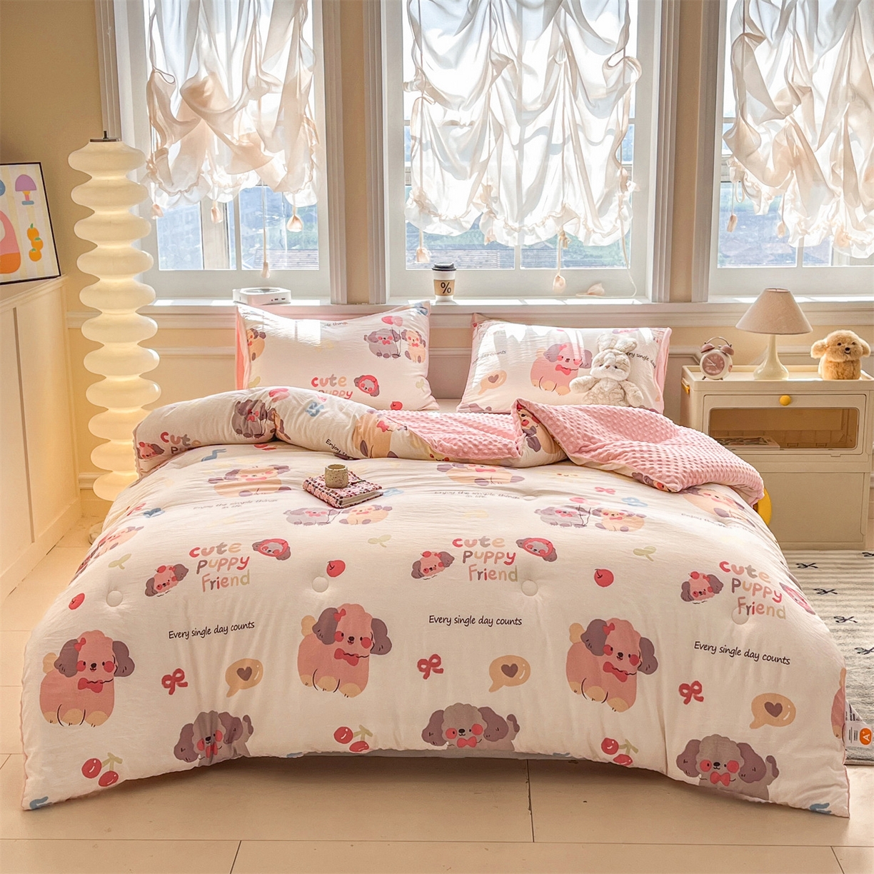 91家纺网 家纺一手货源 找家纺 （总）盛秋家纺 2025新款A类水洗棉水晶绒豆豆被被子被芯