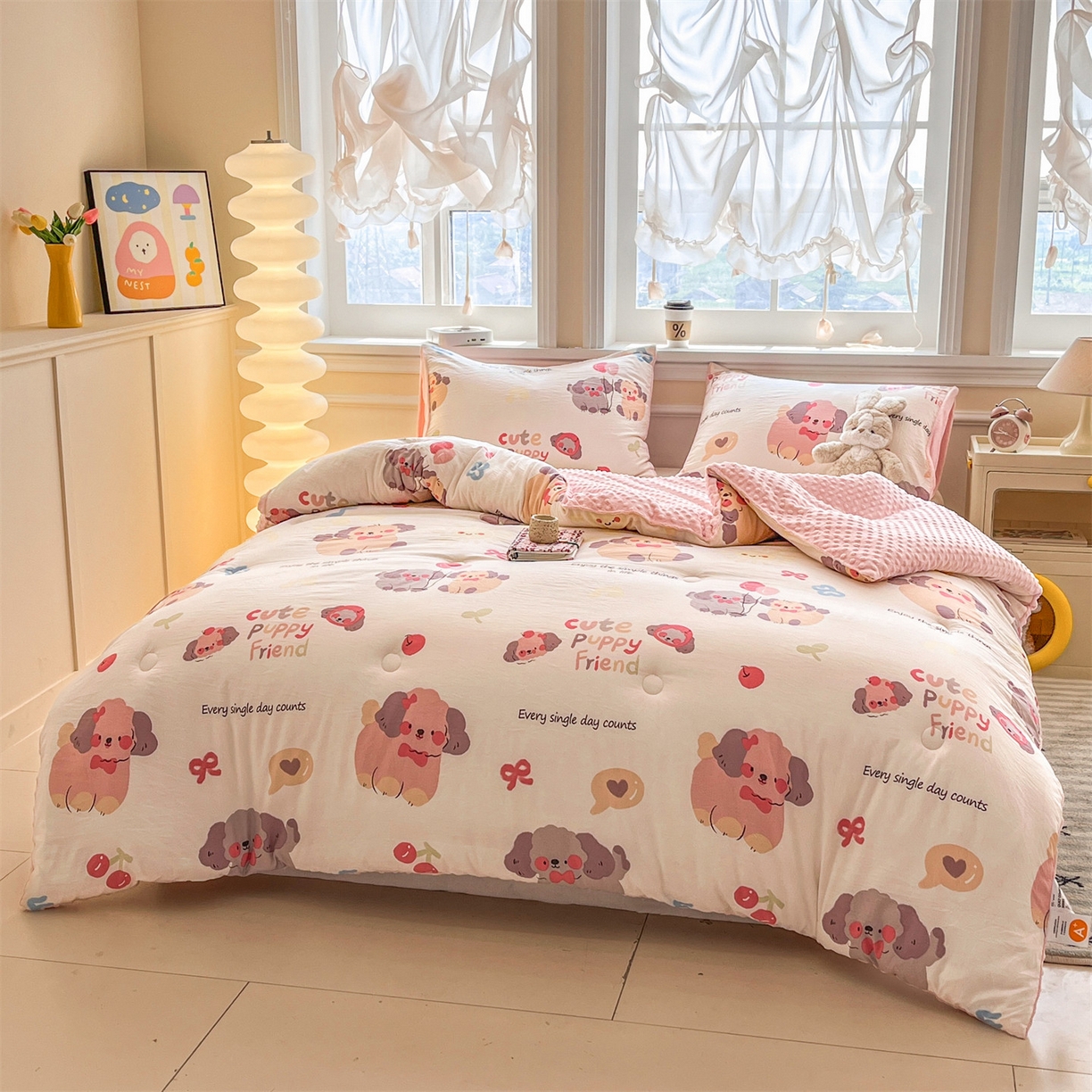 91家纺网 家纺一手货源 找家纺 （总）盛秋家纺 2025新款A类水洗棉水晶绒豆豆被被子被芯