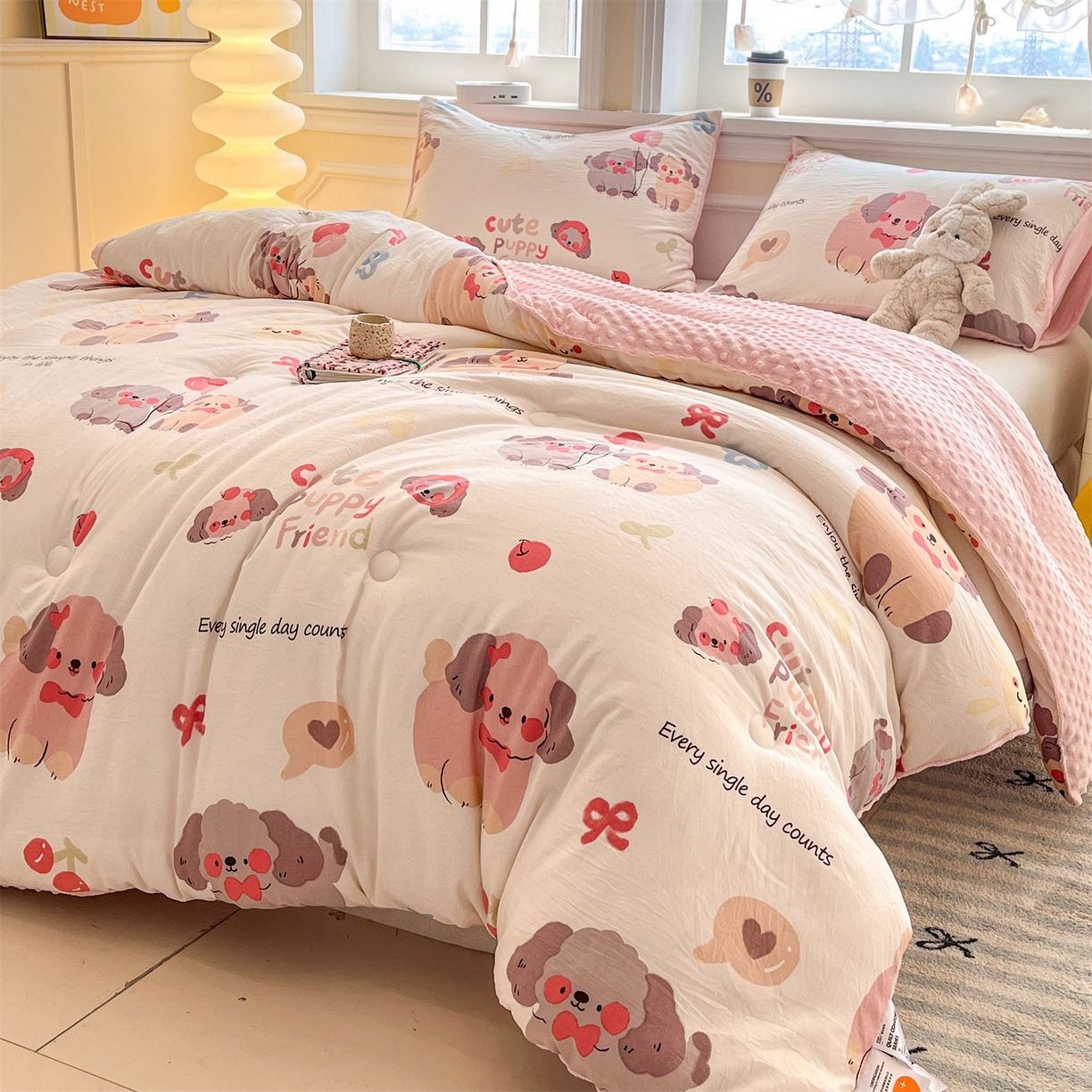 91家纺网 家纺一手货源 找家纺 （总）盛秋家纺 2025新款A类水洗棉水晶绒豆豆被被子被芯