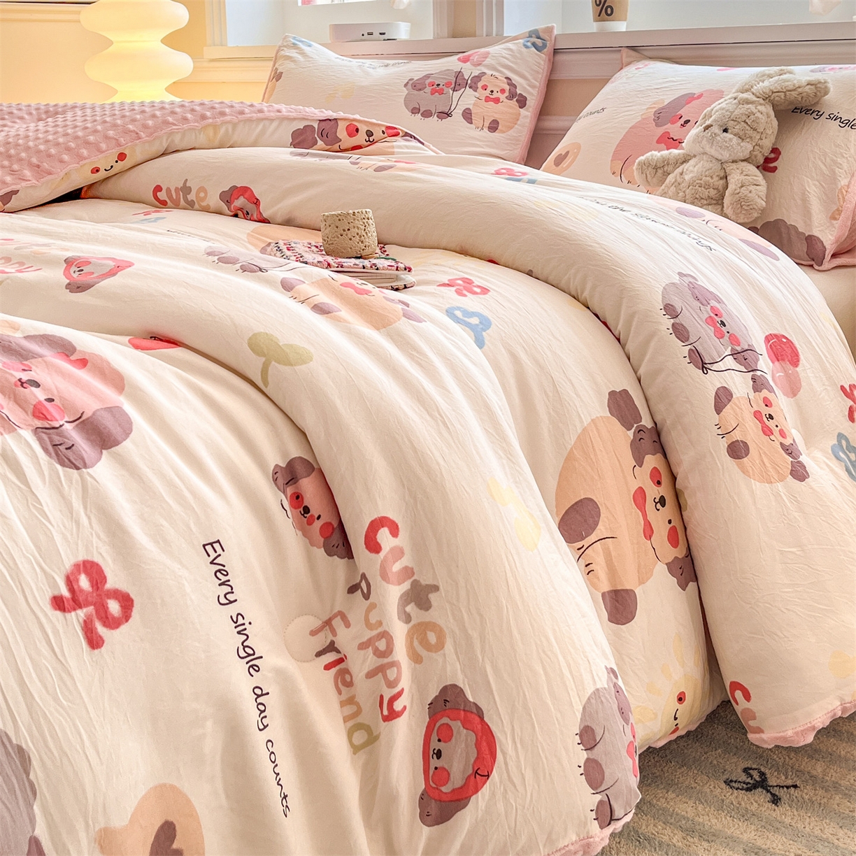 91家纺网 家纺一手货源 找家纺 （总）盛秋家纺 2025新款A类水洗棉水晶绒豆豆被被子被芯