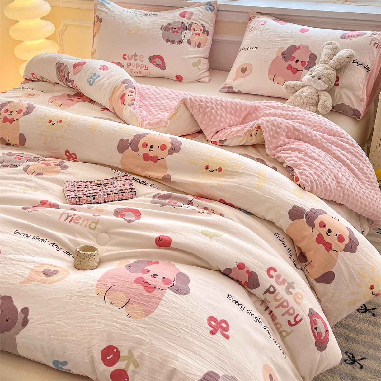 91家纺网 家纺一手货源 找家纺 （总）盛秋家纺 2025新款A类水洗棉水晶绒豆豆被被子被芯