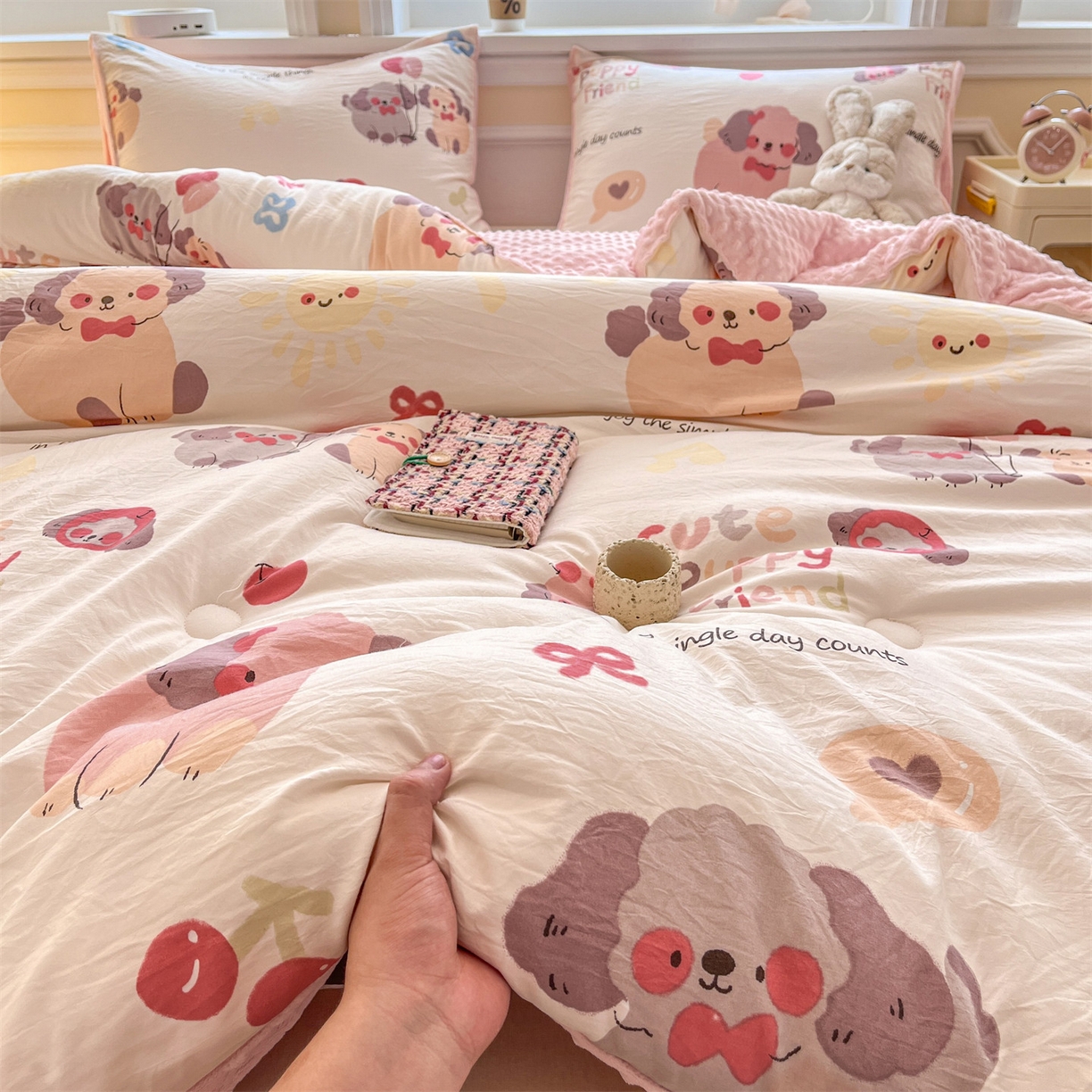 91家纺网 家纺一手货源 找家纺 （总）盛秋家纺 2025新款A类水洗棉水晶绒豆豆被被子被芯