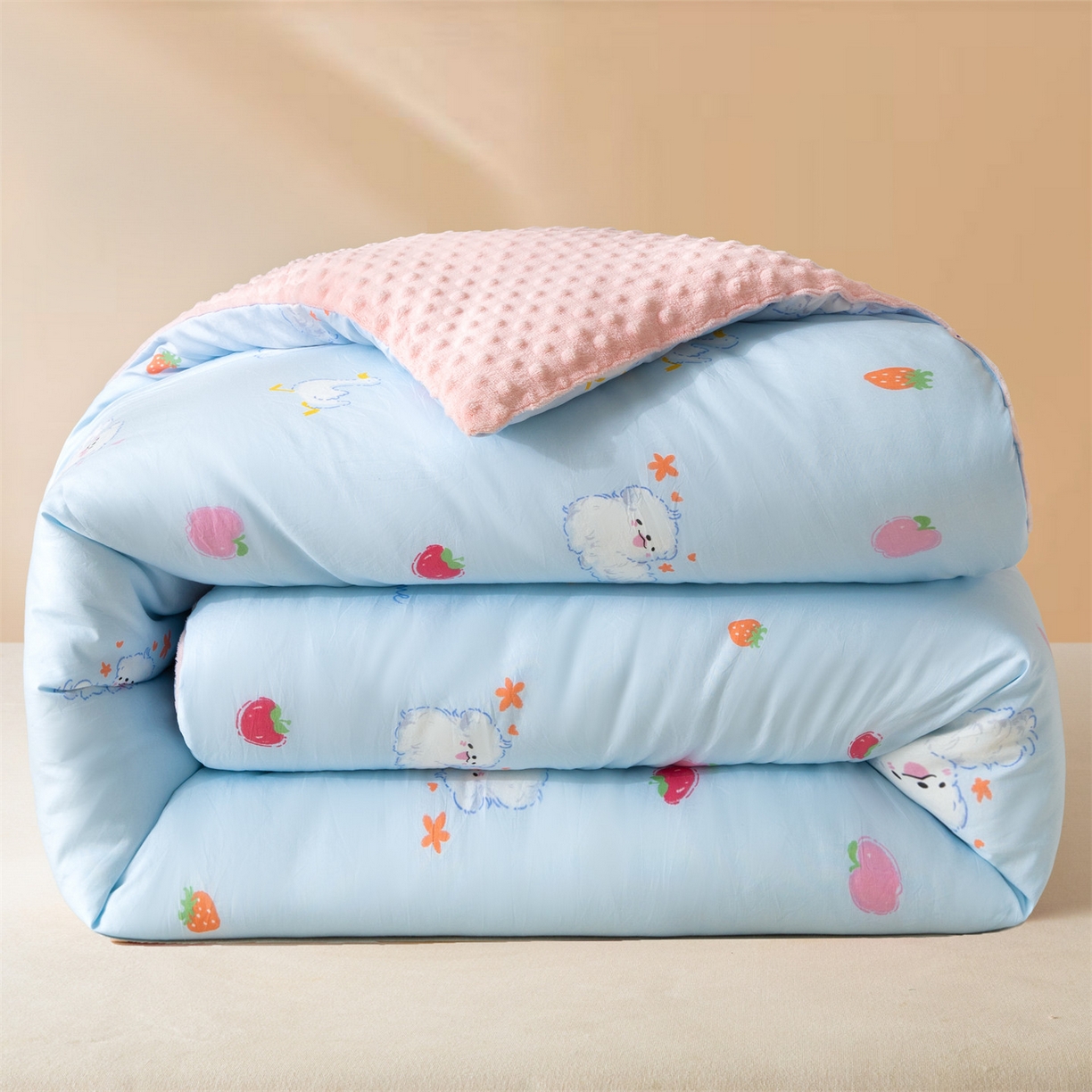 91家纺网 家纺一手货源 找家纺 （总）盛秋家纺 2025新款A类水洗棉水晶绒豆豆被被子被芯