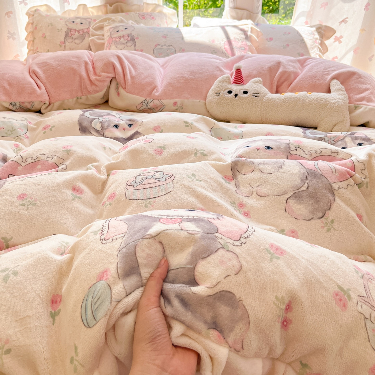 91家纺网 家纺一手货源 找家纺 （总）慕澄家居 2025新款花边款牛奶绒印花四件套