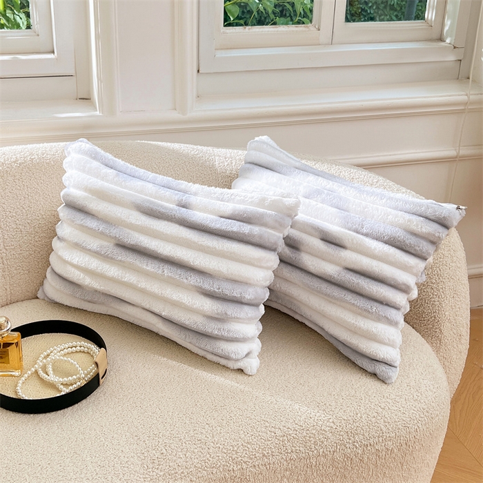 圣比熊 2025新款法莱绒抱枕套法兰绒枕套宿舍枕芯套兔毛绒30x50枕头套-抽条 法莱绒抽条-梦幻浅灰