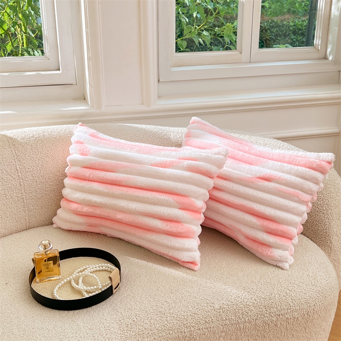 圣比熊 2025新款法莱绒抱枕套法兰绒枕套宿舍枕芯套兔毛绒30x50枕头套-抽条 法莱绒抽条-梦幻樱粉