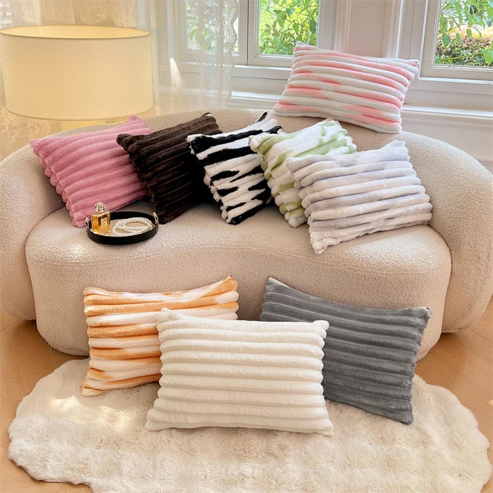 圣比熊 2025新款法莱绒抱枕套法兰绒枕套宿舍枕芯套兔毛绒30x50枕头套-抽条 组合