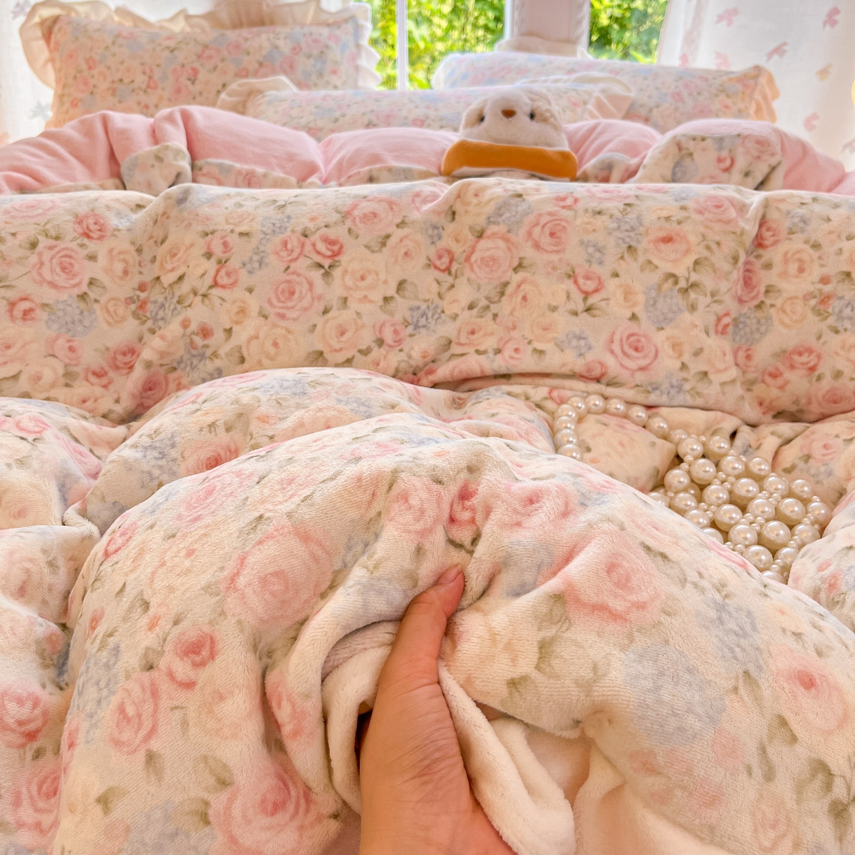 91家纺网 家纺一手货源 找家纺 慕澄家居 2025新款花边款牛奶绒印花四件套 花边款-繁花